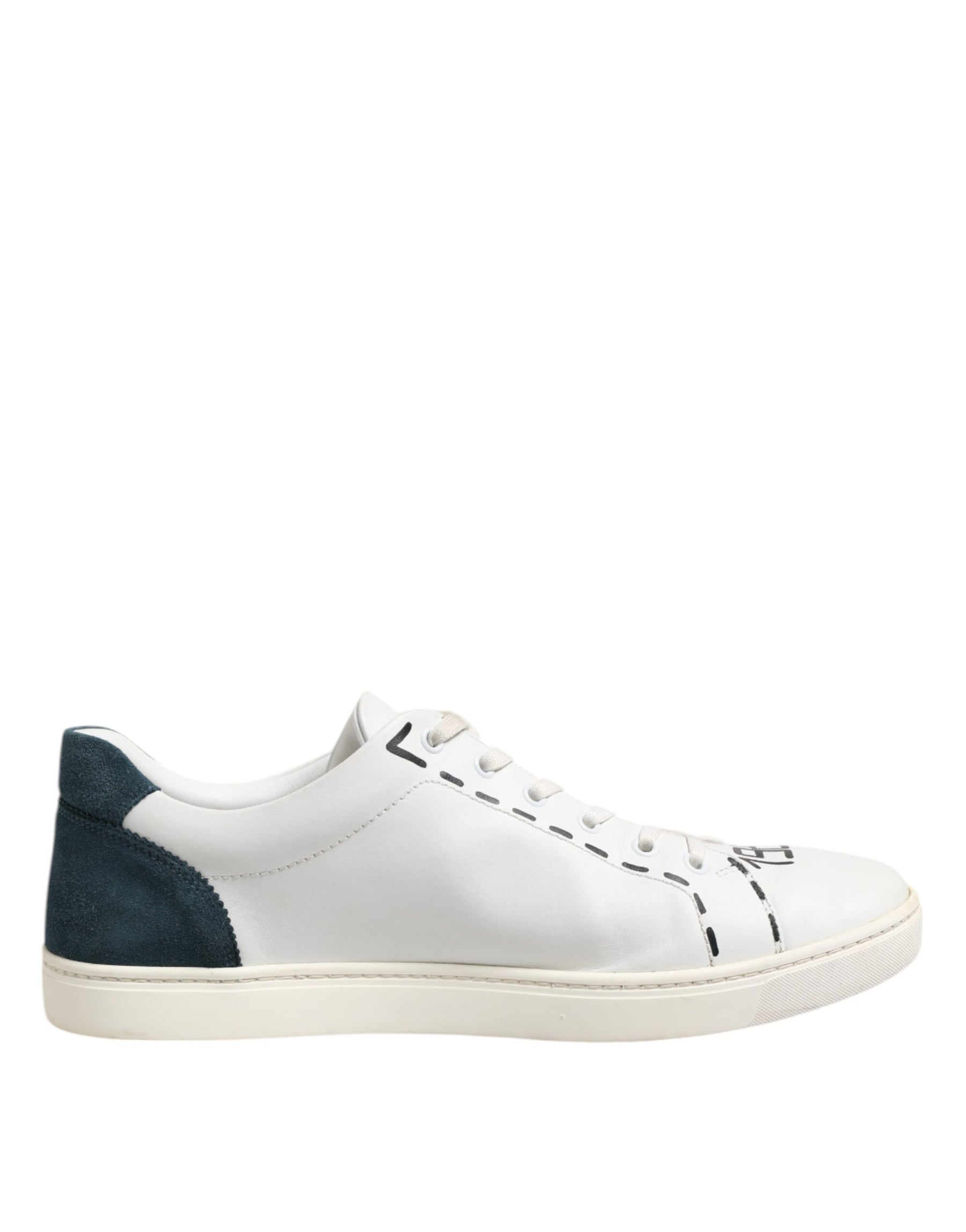 Dolce & Gabbana White Leather Printed Low Top Sneakers Shoes | Regal Royce