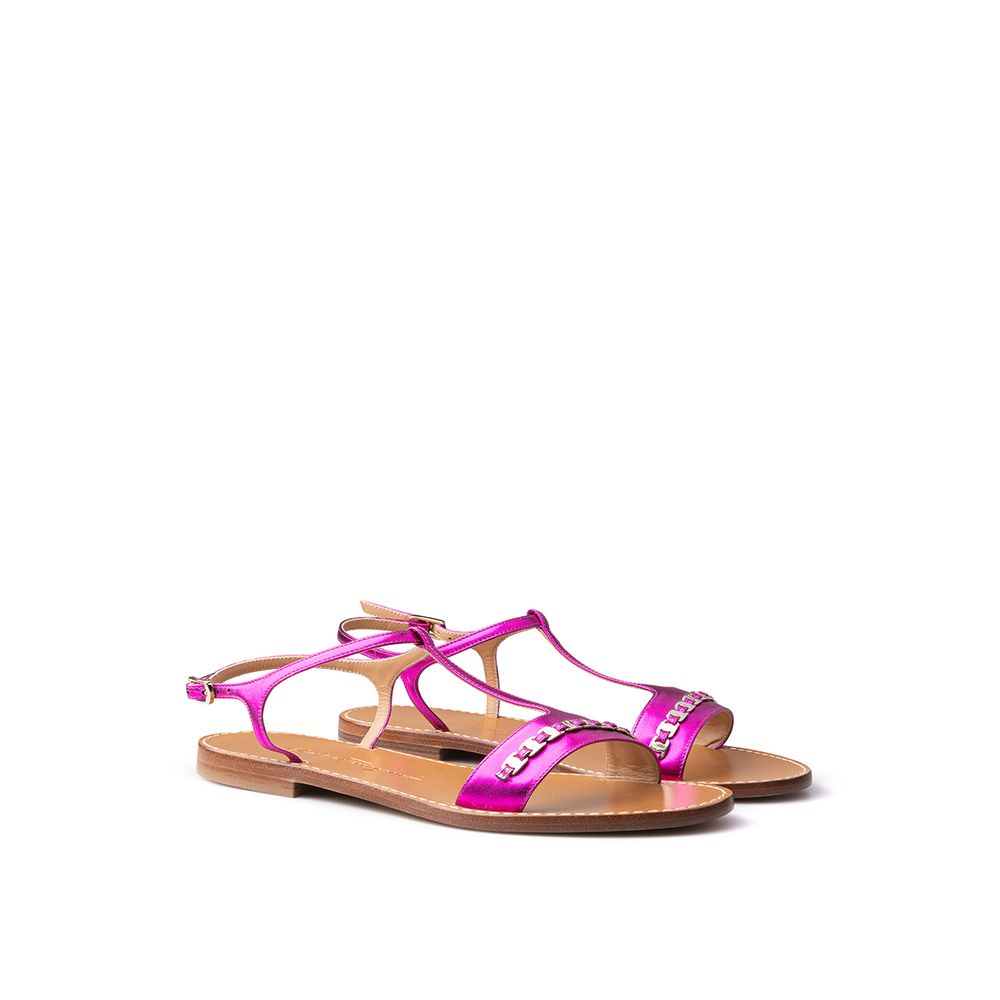 Salvatore Ferragamo Purple Leather Flat Sandals | Regal Royce
