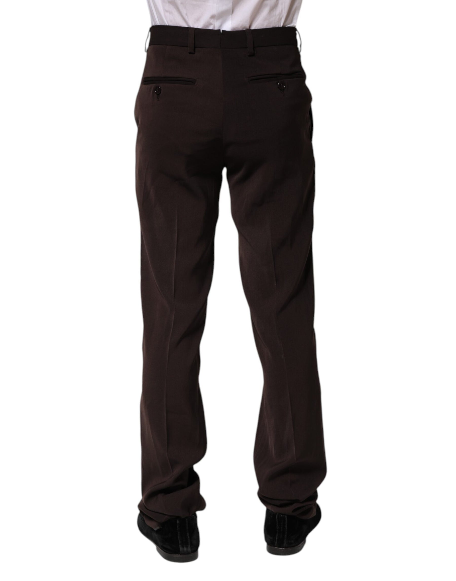 BENCIVENGA Dark Brown Mid Waist Dress Formal Pants | Regal Royce