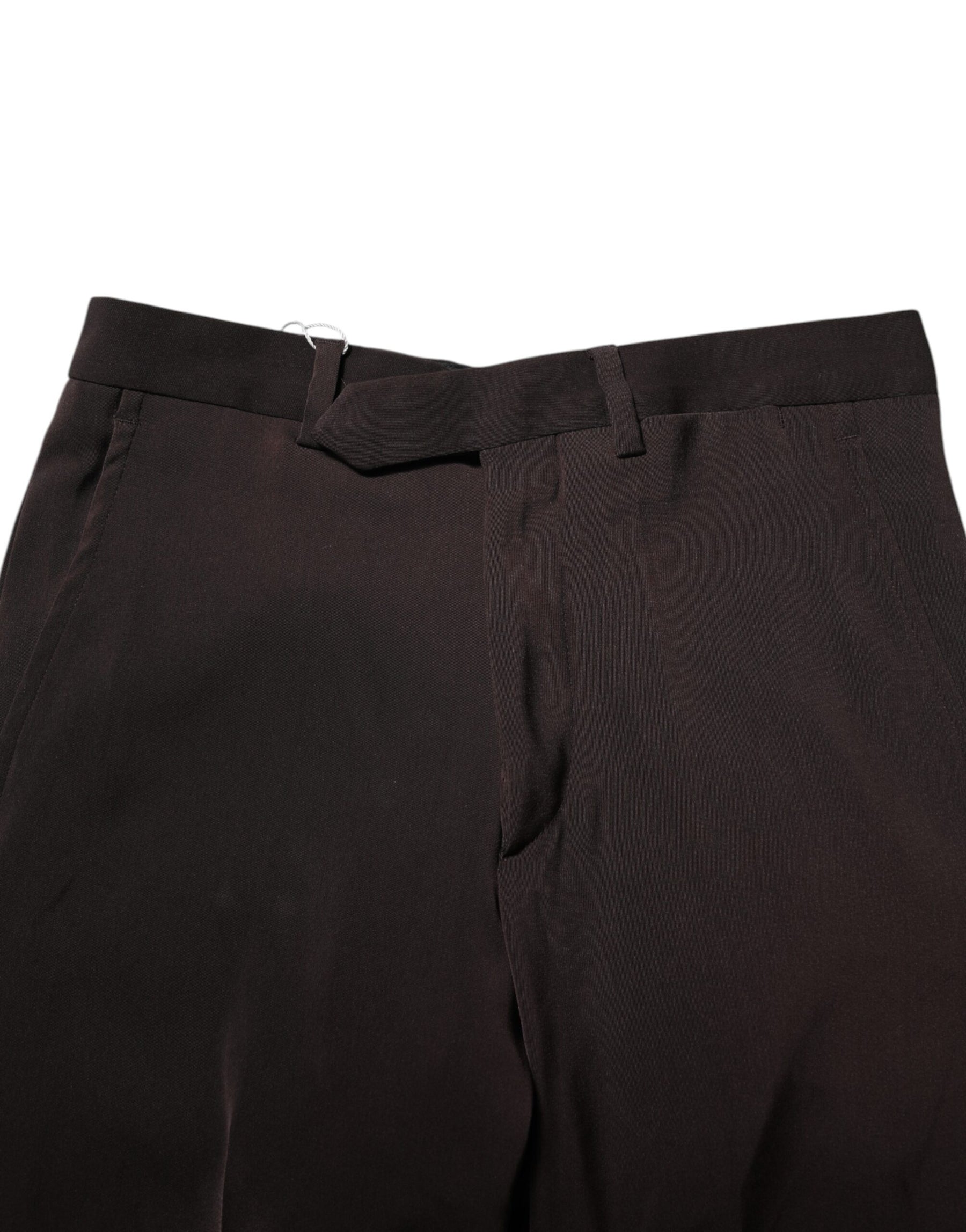 BENCIVENGA Dark Brown Mid Waist Dress Formal Pants | Regal Royce