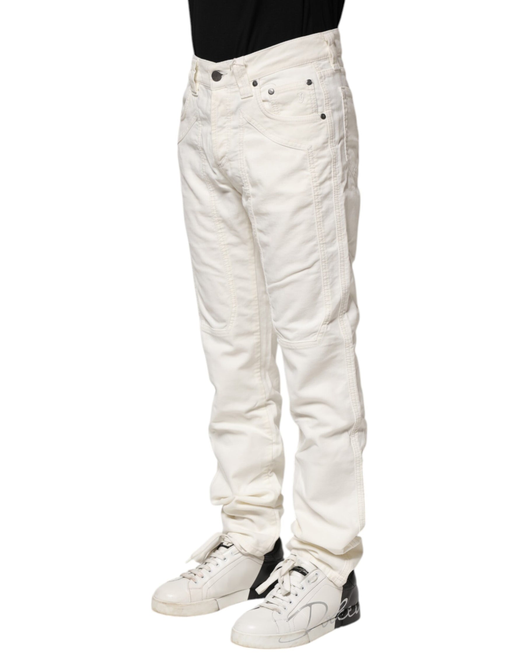 Jeckerson White Cotton Stretch Straight Fit Men Denim Jeans | Regal Royce