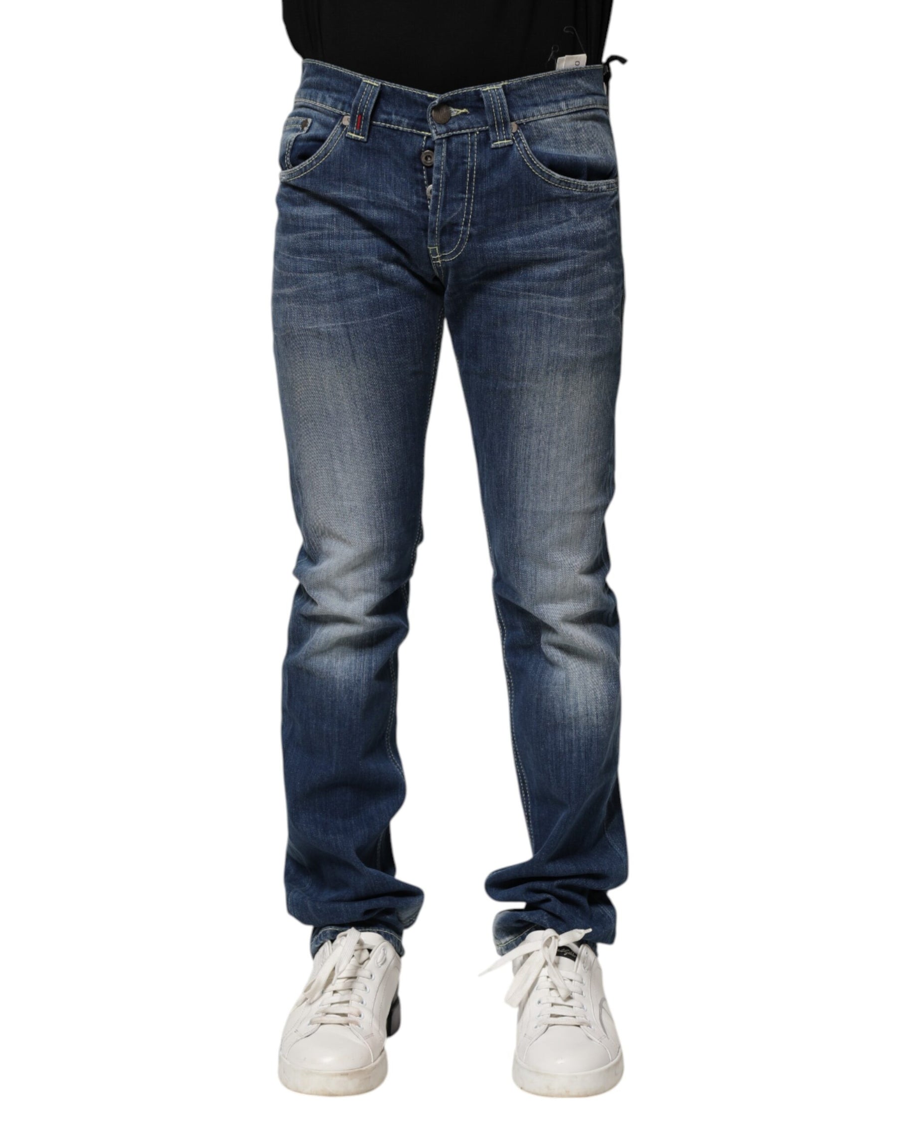 Dondup Blue Washed Skinny Fit Casual Men Denim Jeans | Regal Royce
