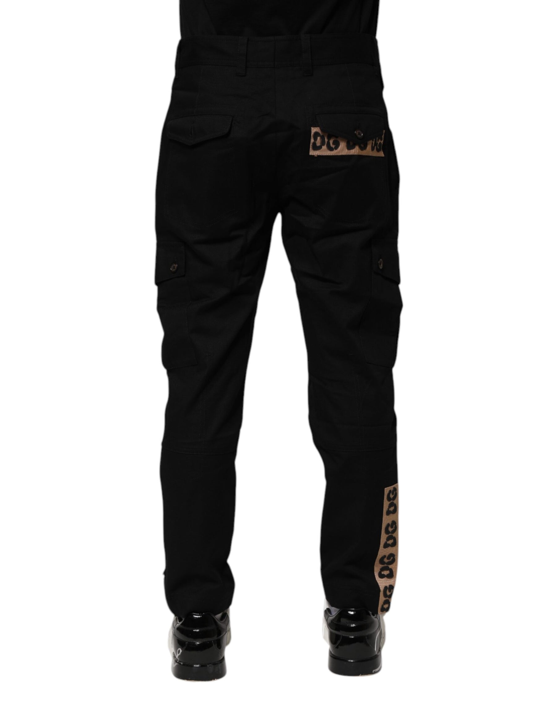 Dolce & Gabbana Black Cotton Cargo Casual Pants | Regal Royce