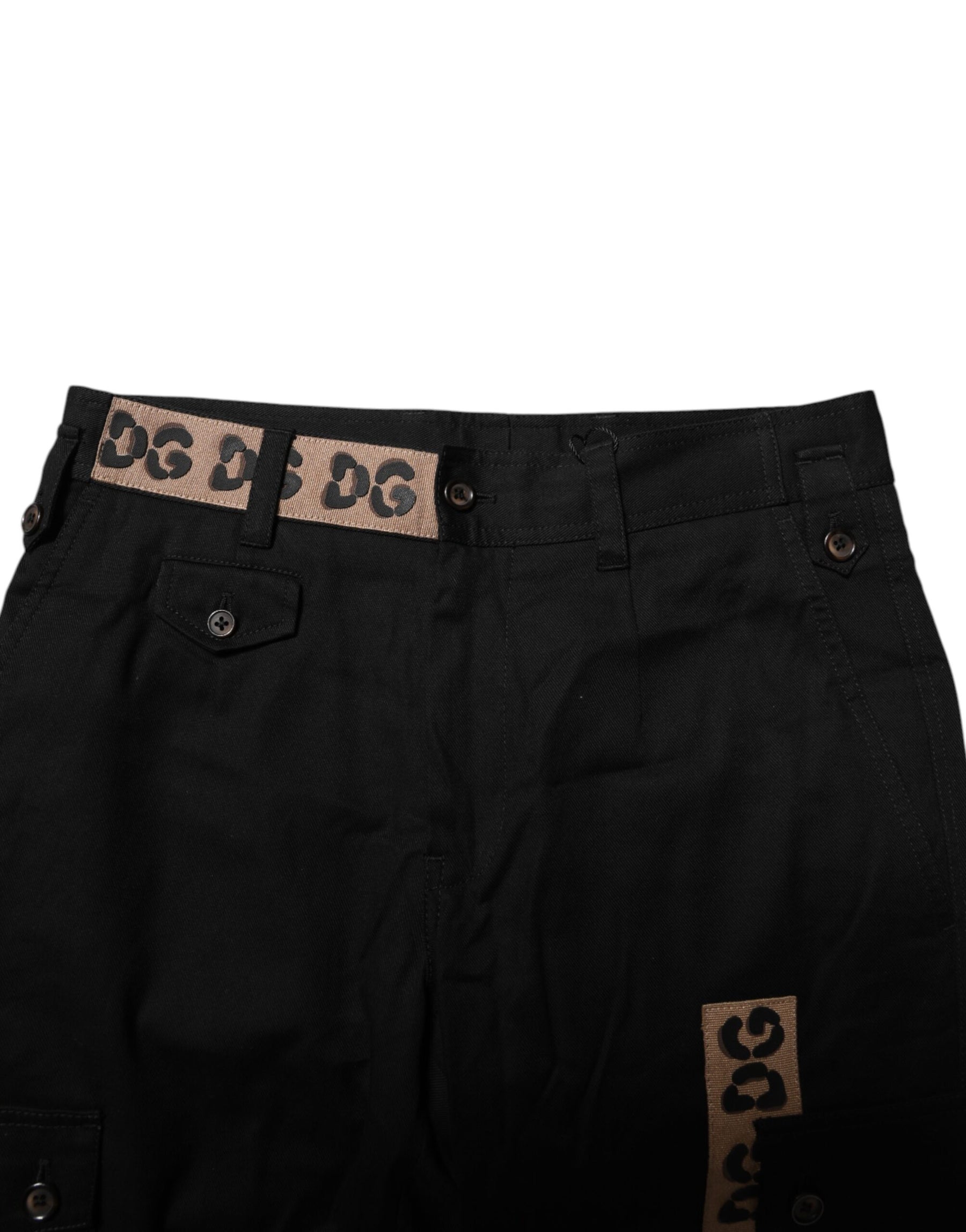 Dolce & Gabbana Black Cotton Cargo Casual Pants | Regal Royce