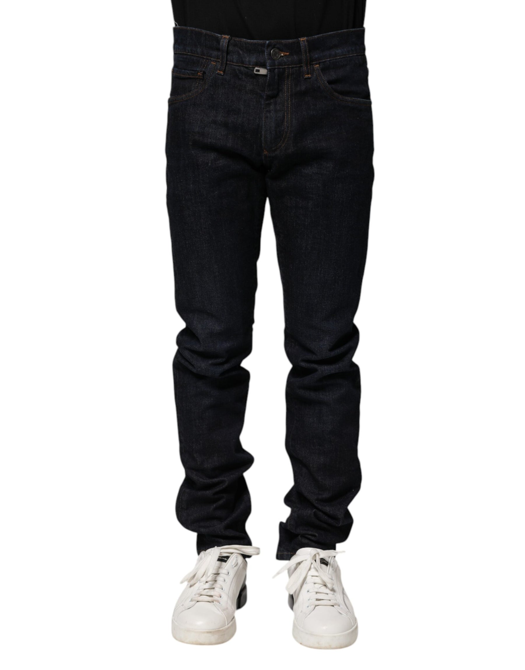 Dolce & Gabbana Black Cotton Skinny Denim Men Jeans | Regal Royce