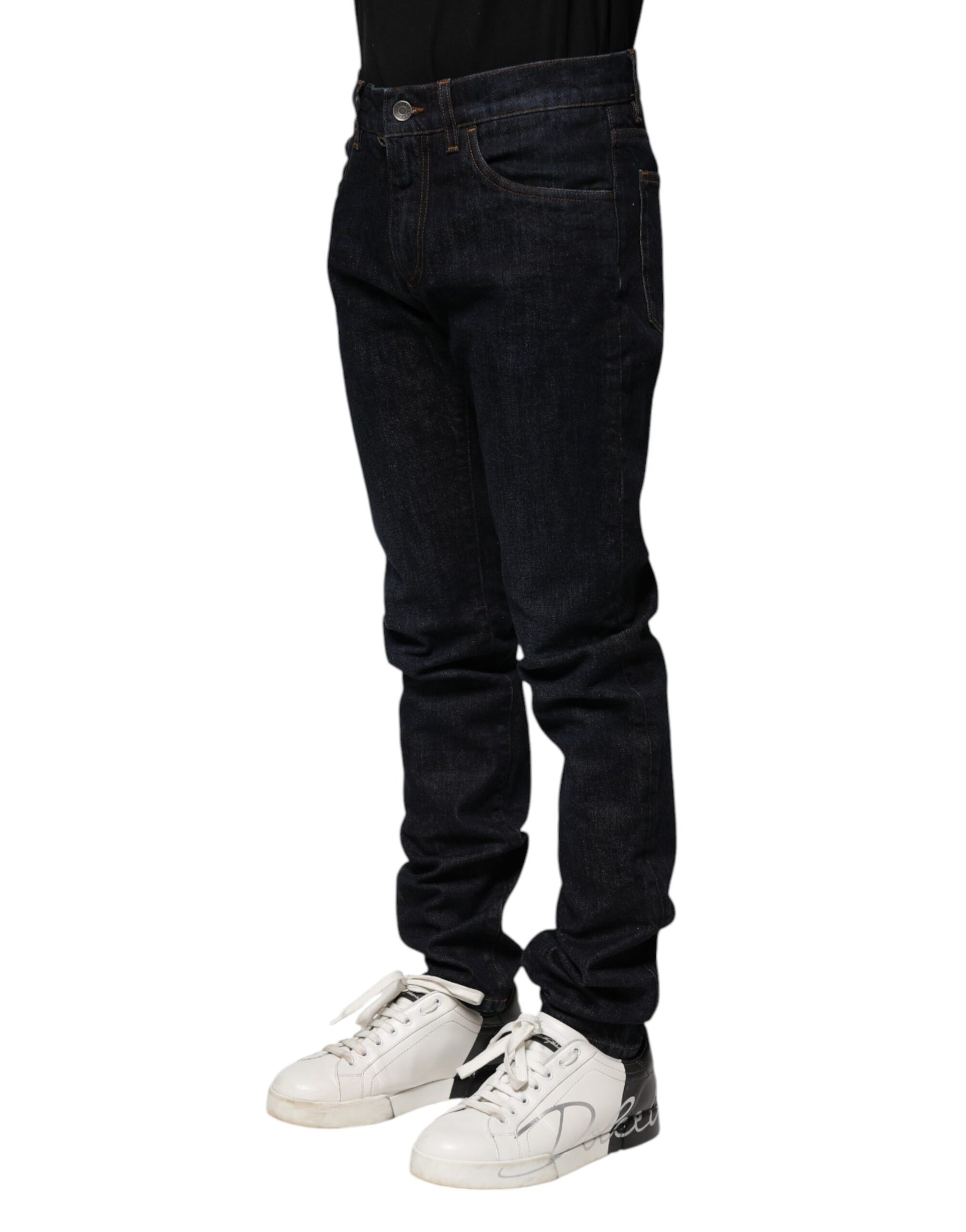 Dolce & Gabbana Black Cotton Skinny Denim Men Jeans | Regal Royce