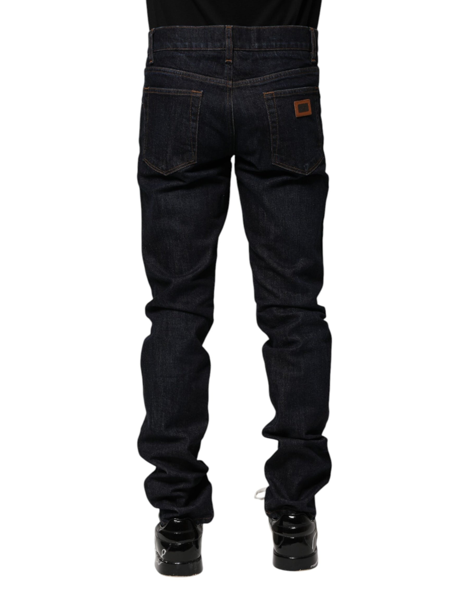 Dolce & Gabbana Black Cotton Skinny Denim Men Jeans | Regal Royce