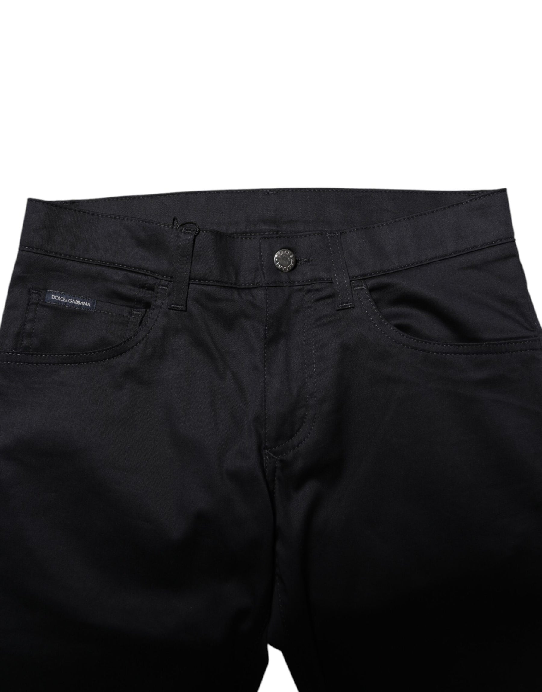 Dolce & Gabbana Black Cotton Skinny Mid Waist Pants | Regal Royce