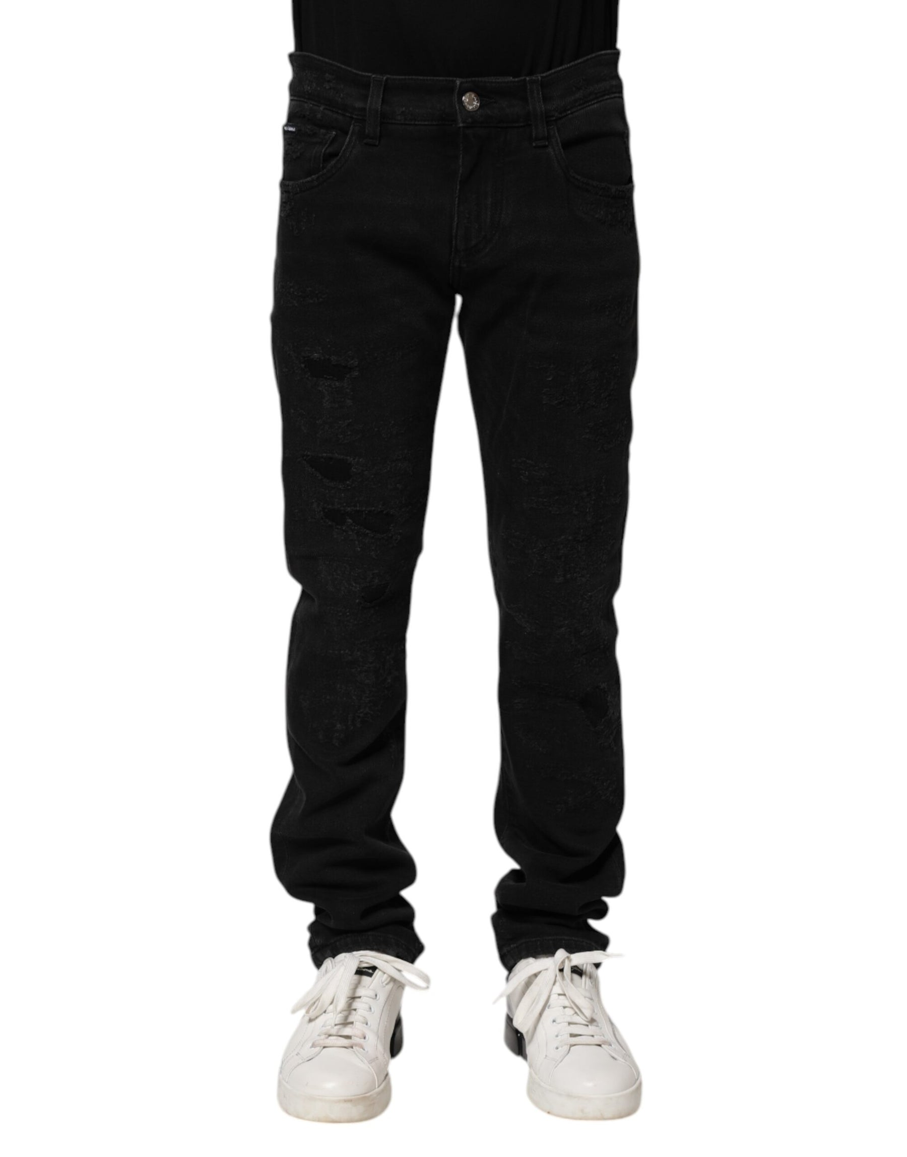 Dolce & Gabbana Black Cotton Skinny Men Denim Jeans | Regal Royce