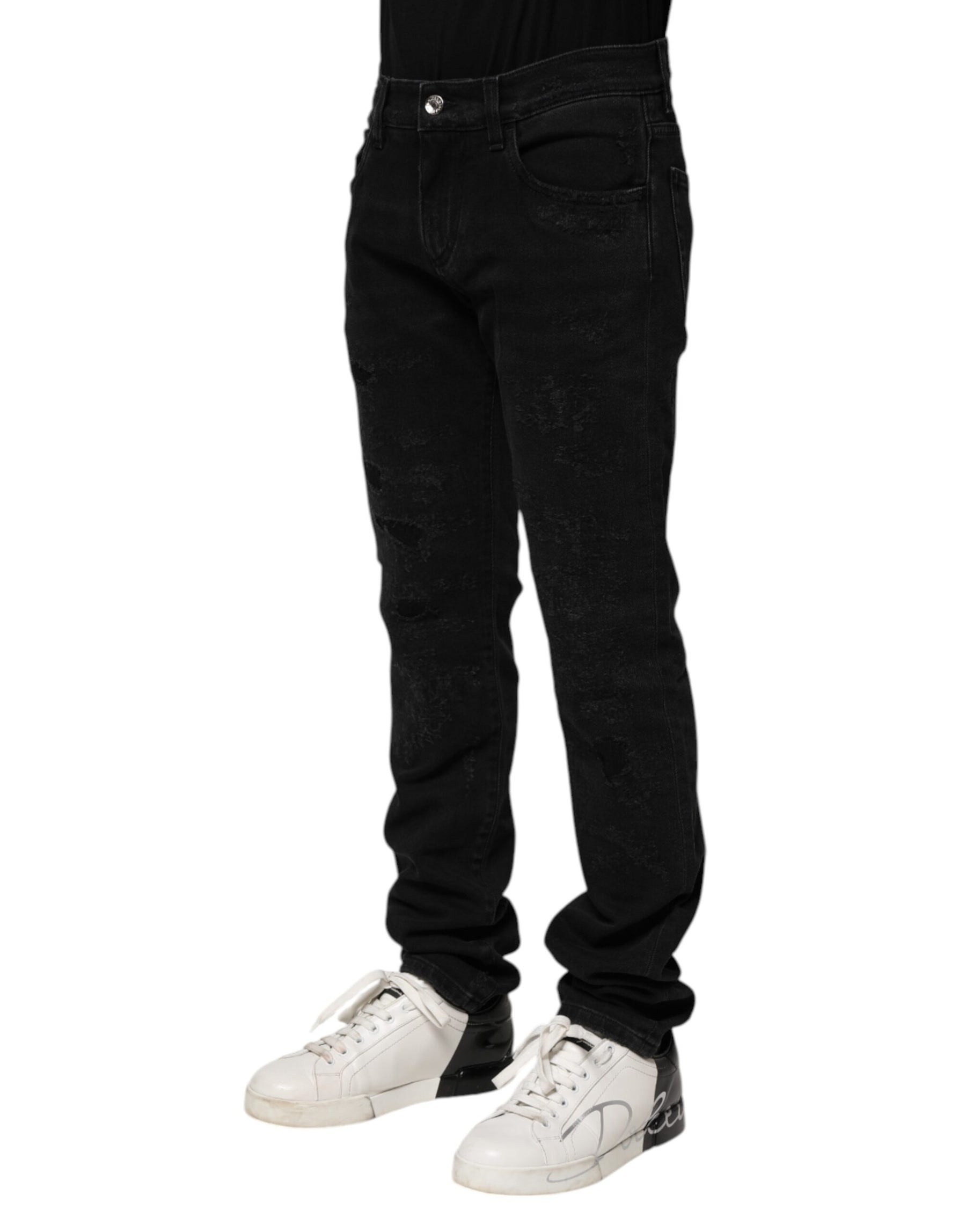 Dolce & Gabbana Black Cotton Skinny Men Denim Jeans | Regal Royce