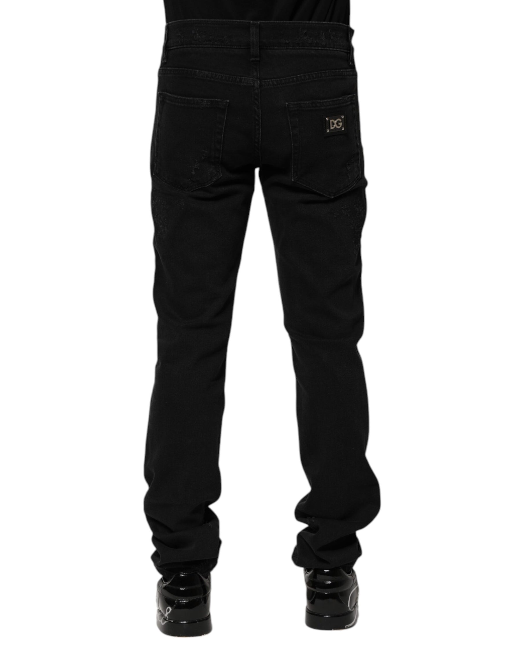 Dolce & Gabbana Black Cotton Skinny Men Denim Jeans | Regal Royce