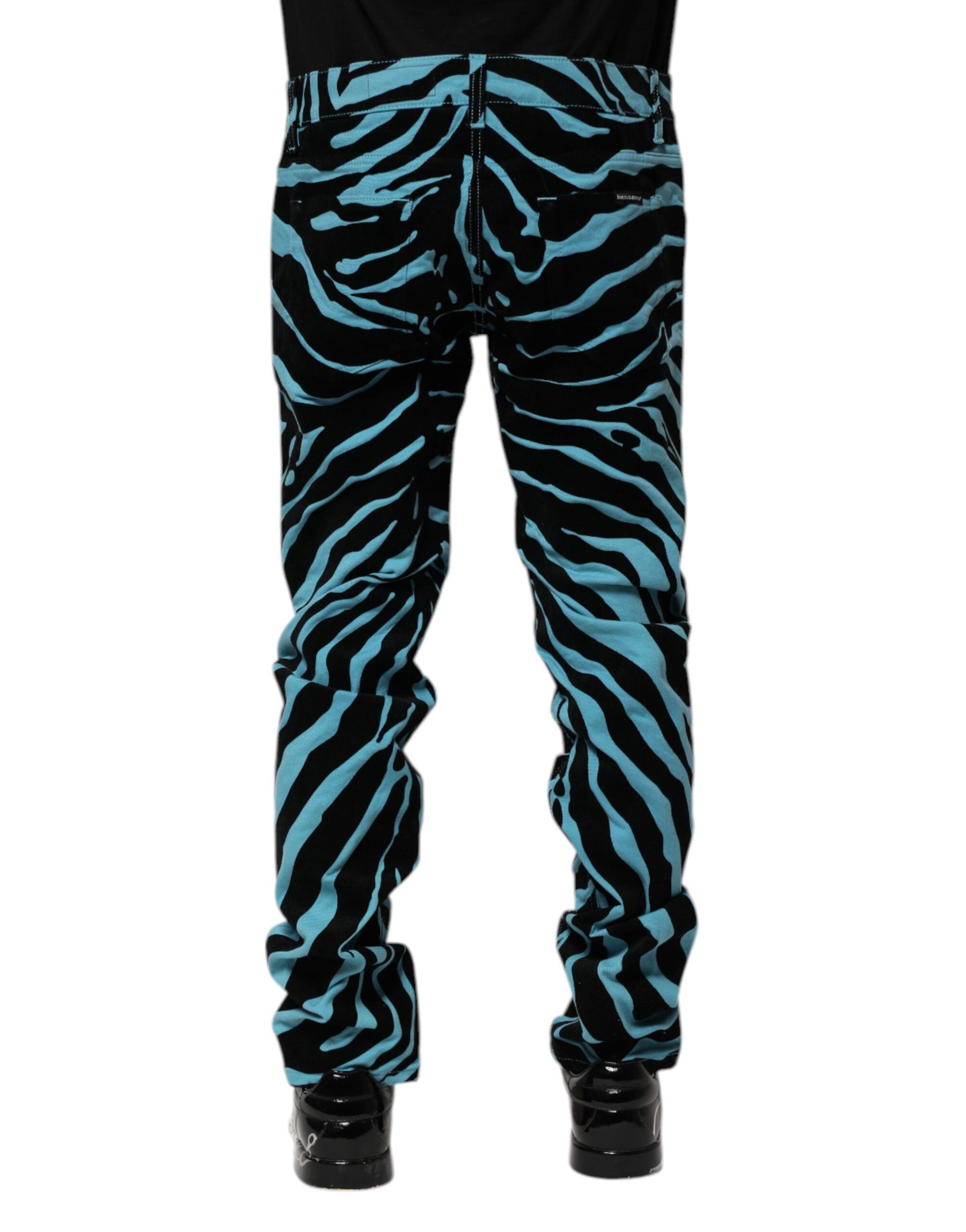 Dolce & Gabbana Blue Black Stripes Skinny Denim Jeans | Regal Royce