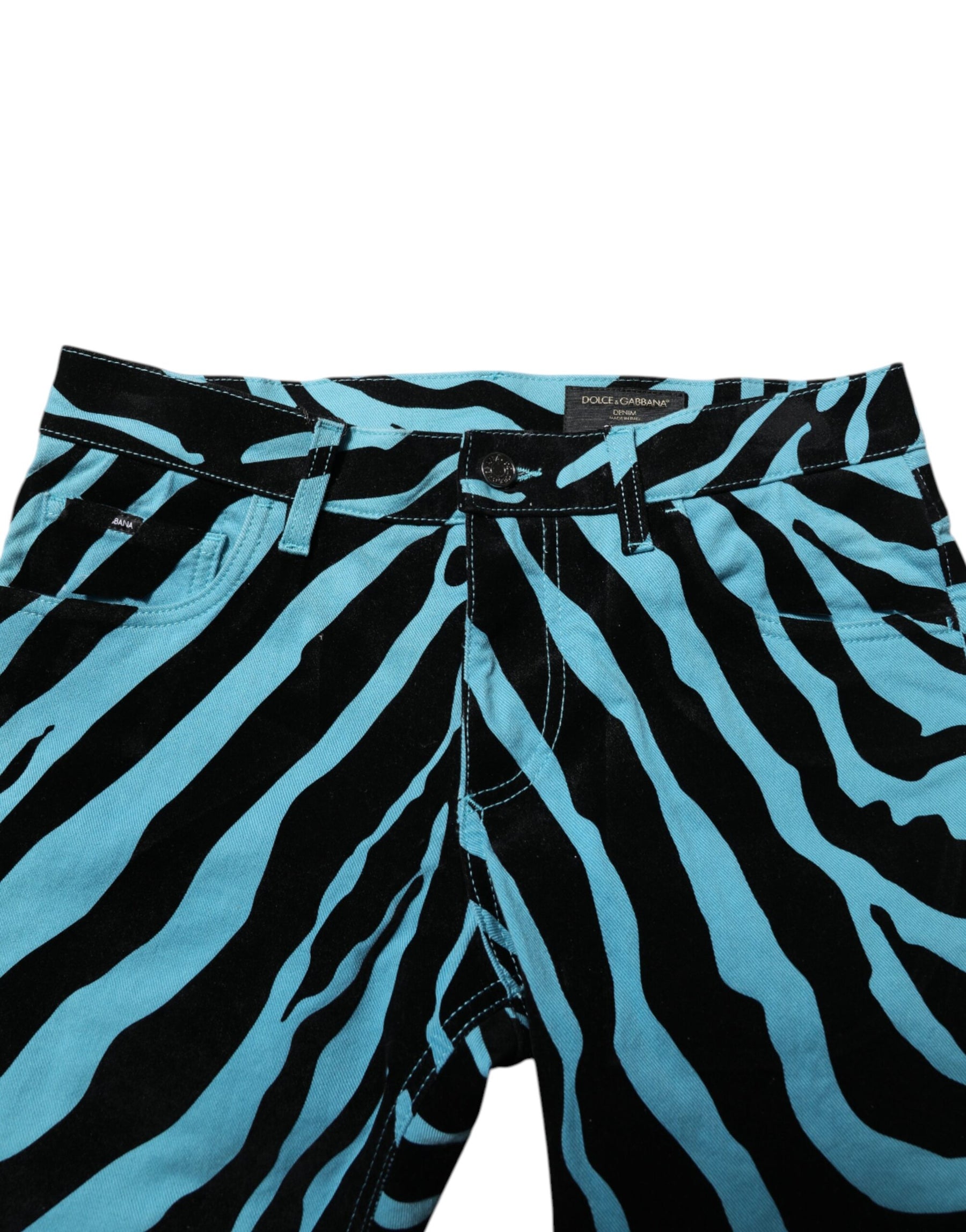 Dolce & Gabbana Blue Black Stripes Skinny Denim Jeans | Regal Royce