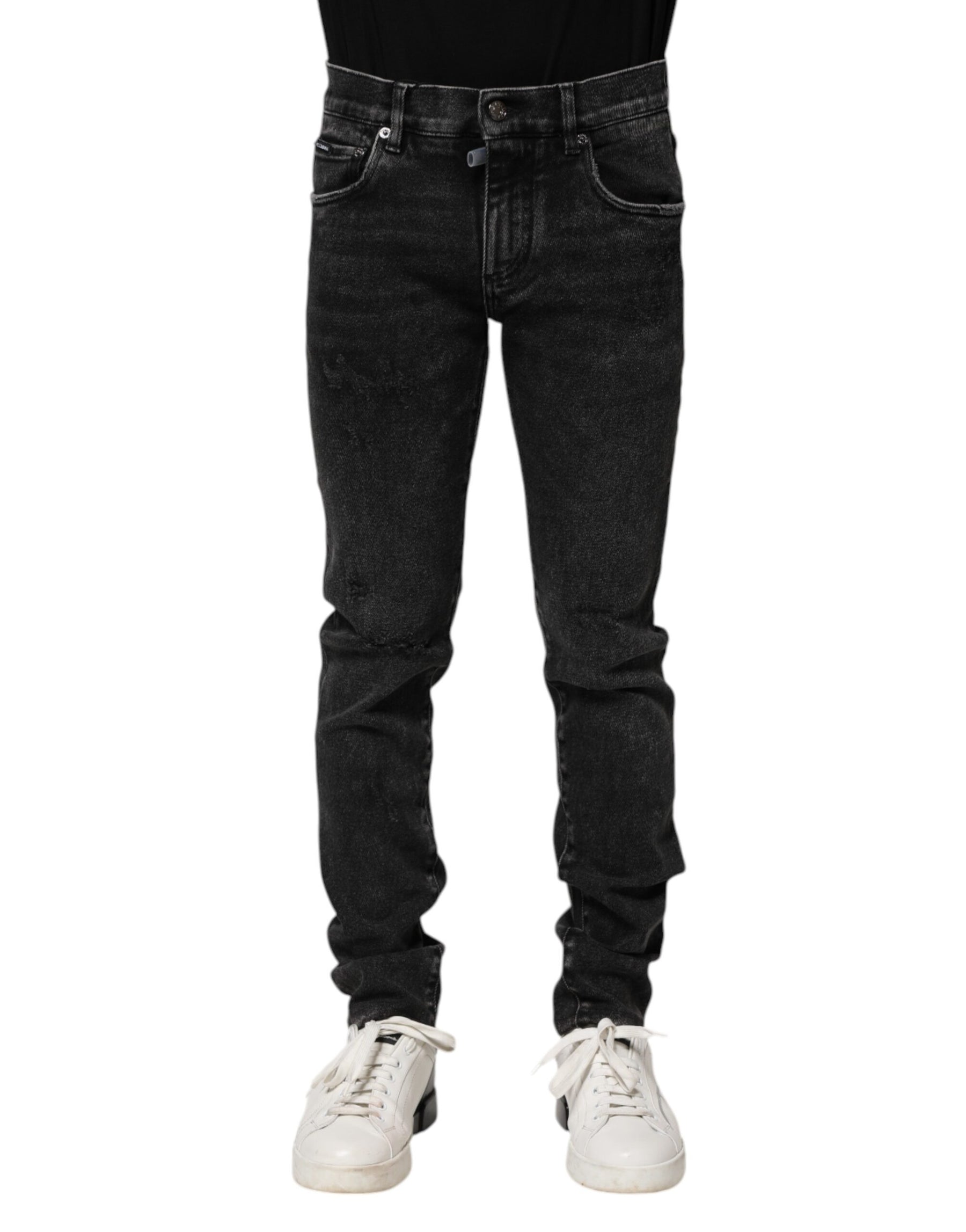 Dolce & Gabbana Black Cotton Skinny Men Denim Jeans | Regal Royce