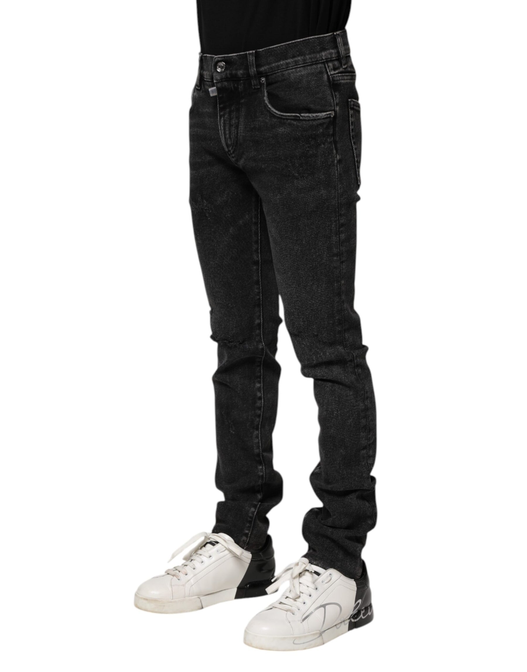 Dolce & Gabbana Black Cotton Skinny Men Denim Jeans | Regal Royce