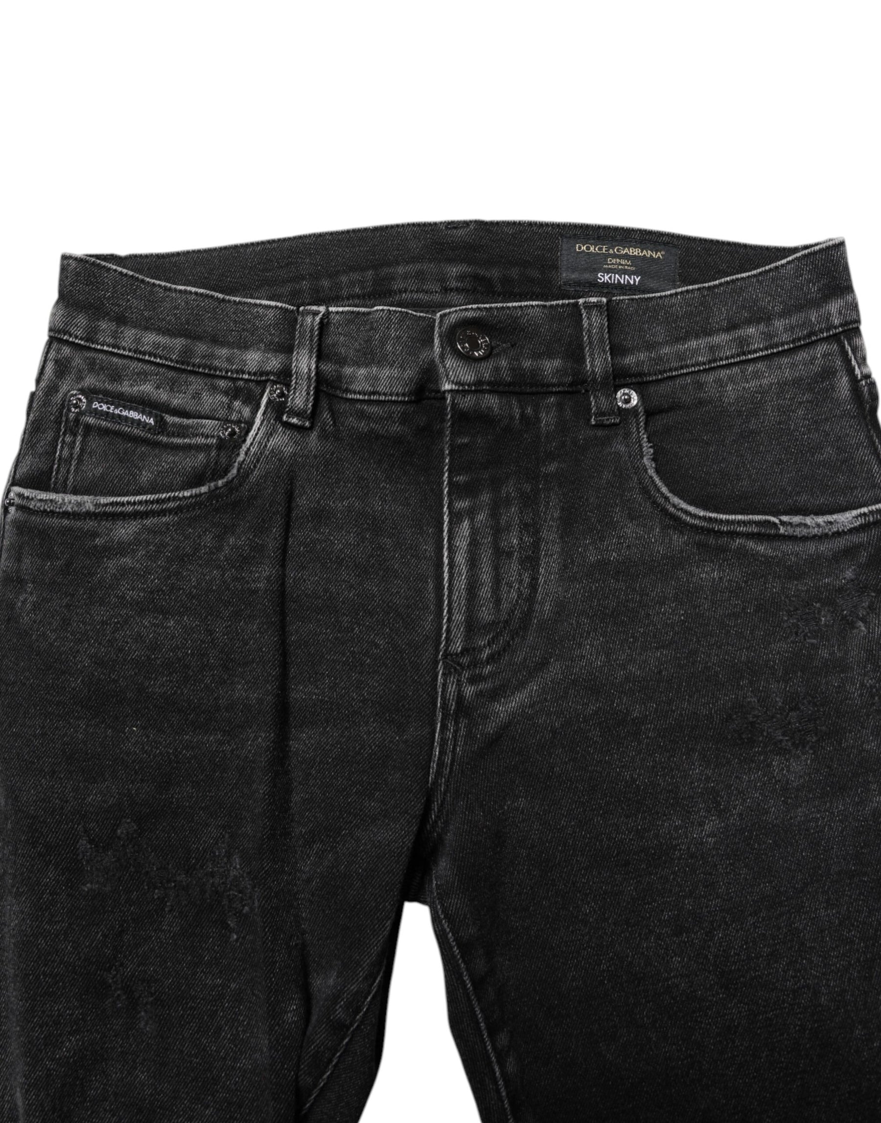 Dolce & Gabbana Black Cotton Skinny Men Denim Jeans | Regal Royce