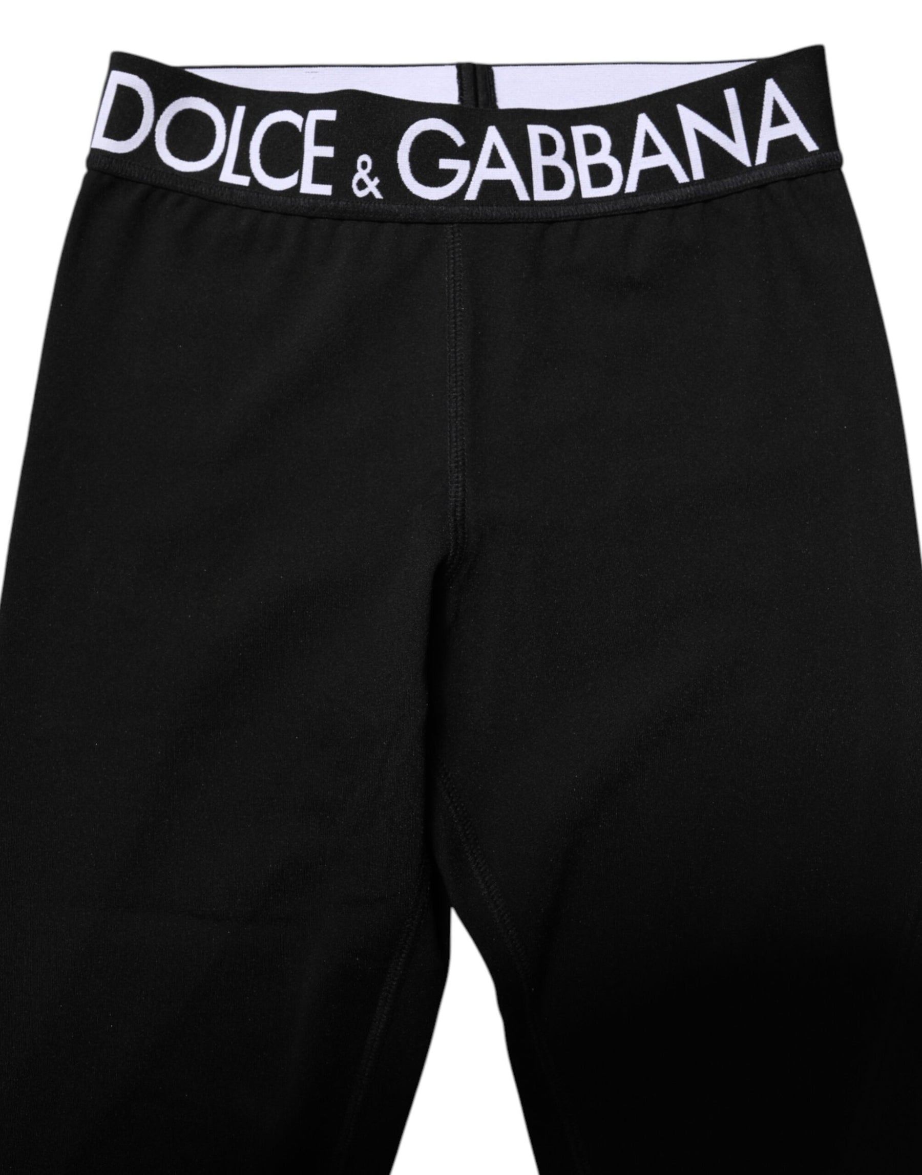 Dolce & Gabbana Black Silver Nylon Skinny Men Leggings Pants | Regal Royce
