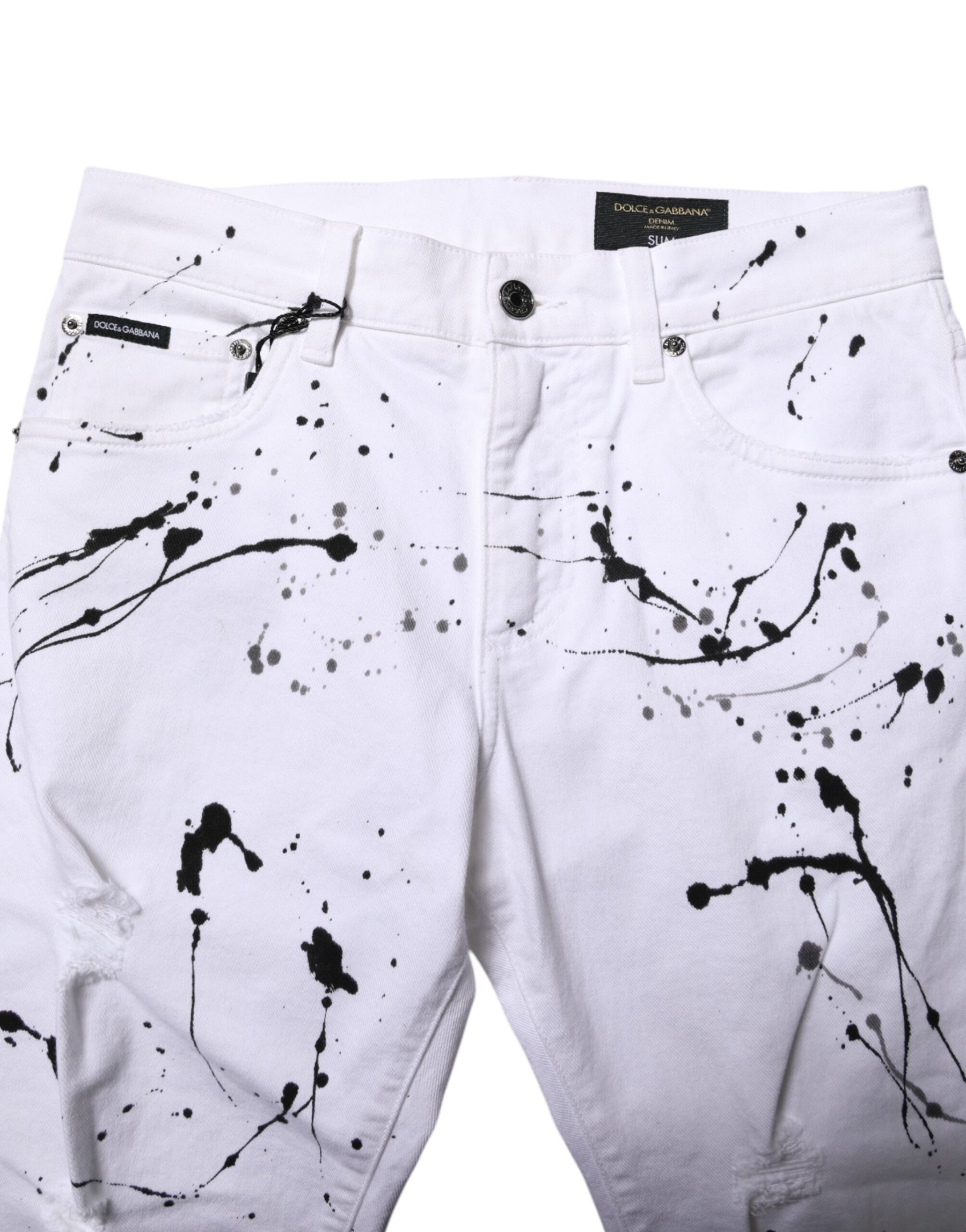 Dolce & Gabbana White ColorSplash Skinny Denim Jeans | Regal Royce