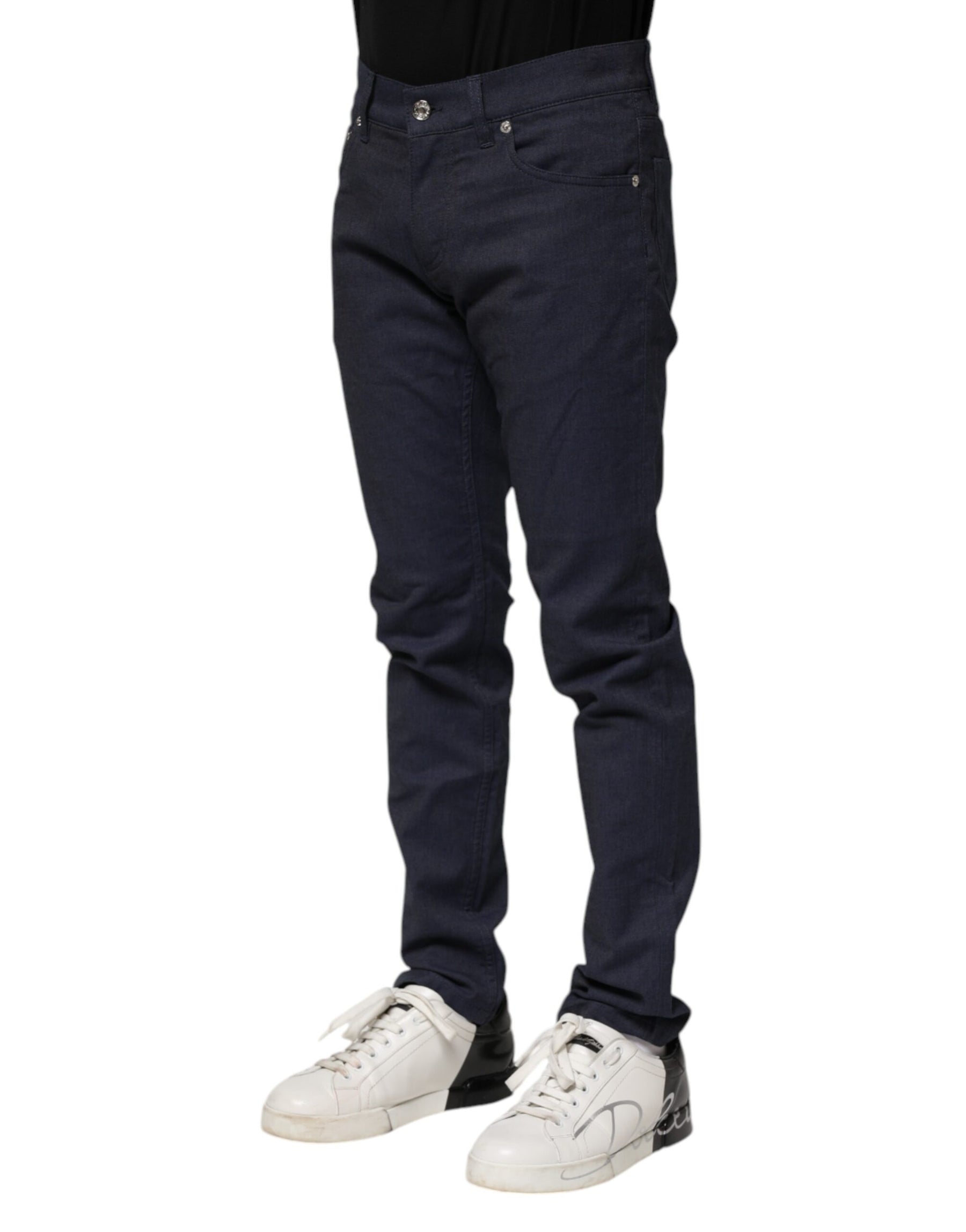 Dolce & Gabbana Dark Blue Cotton Skinny Denim Jeans | Regal Royce