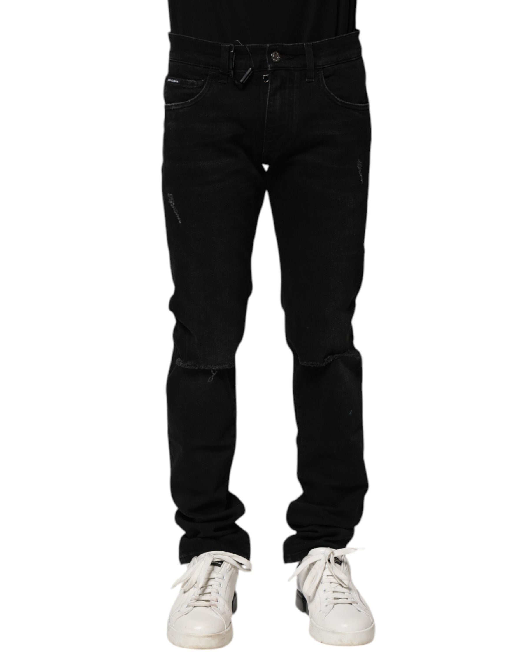 Dolce & Gabbana Black Cotton Skinny Men Denim Jeans | Regal Royce