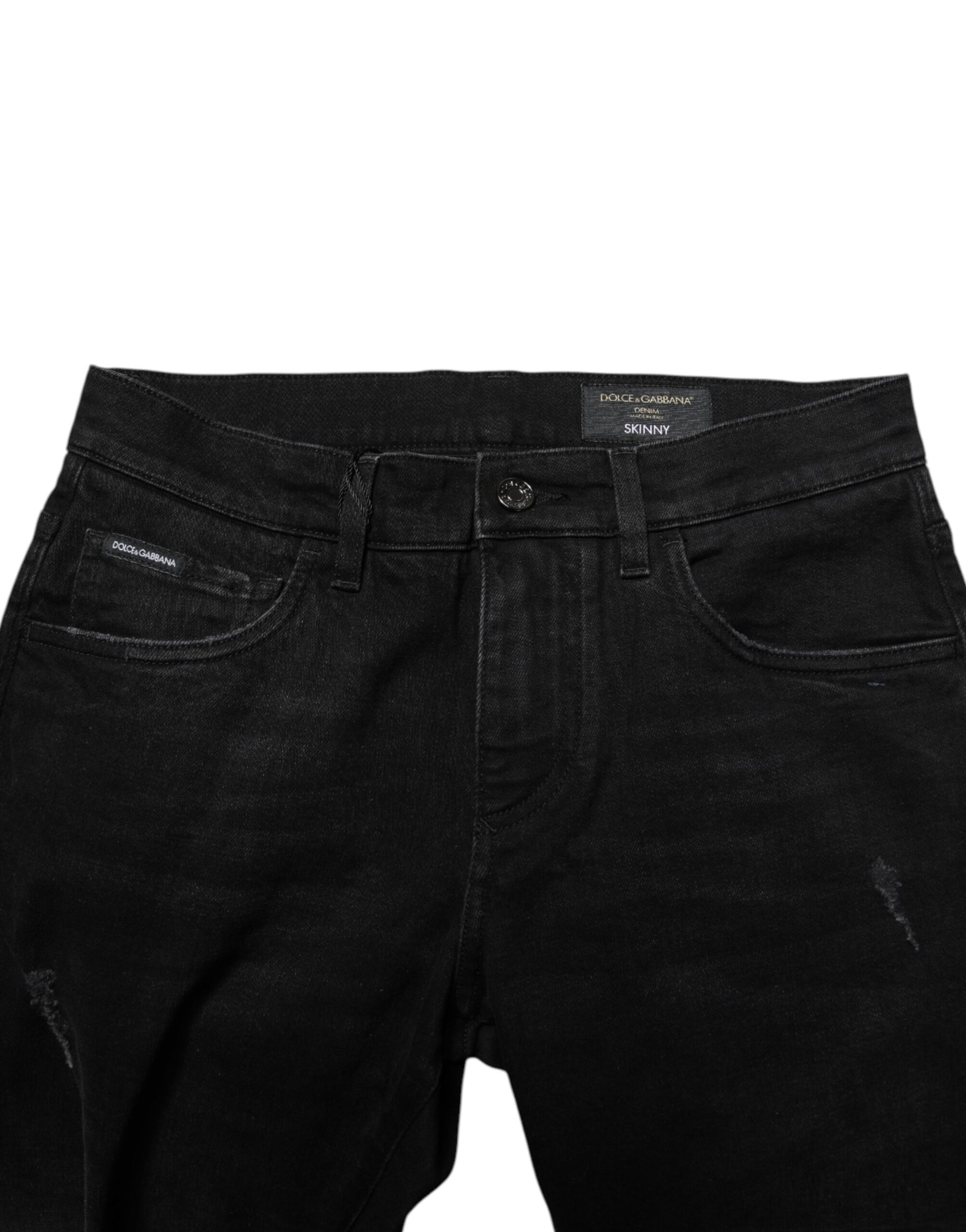 Dolce & Gabbana Black Cotton Skinny Men Denim Jeans | Regal Royce