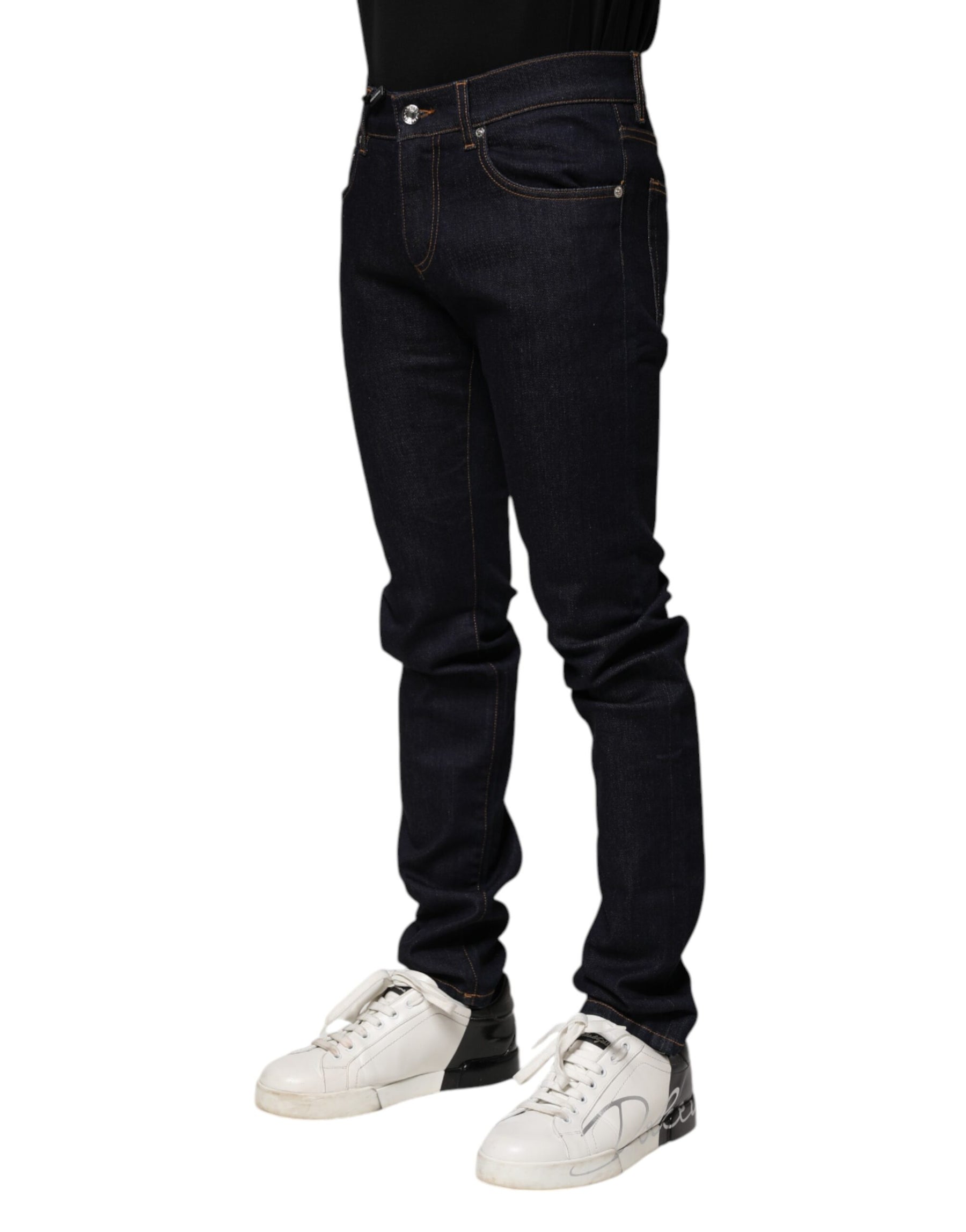Dolce & Gabbana Black Cotton Skinny Men Denim Jeans | Regal Royce