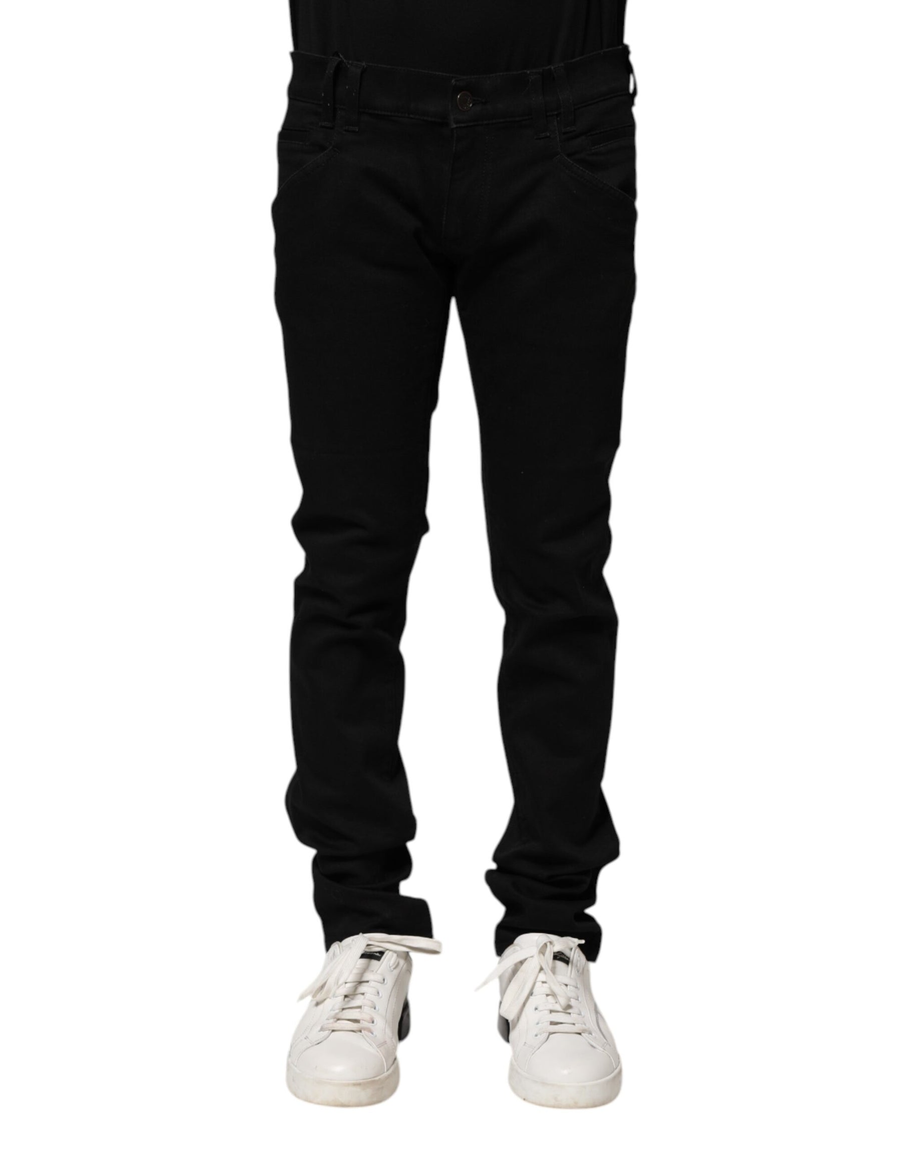 Dolce & Gabbana Black Cotton Skinny Men Denim Jeans | Regal Royce
