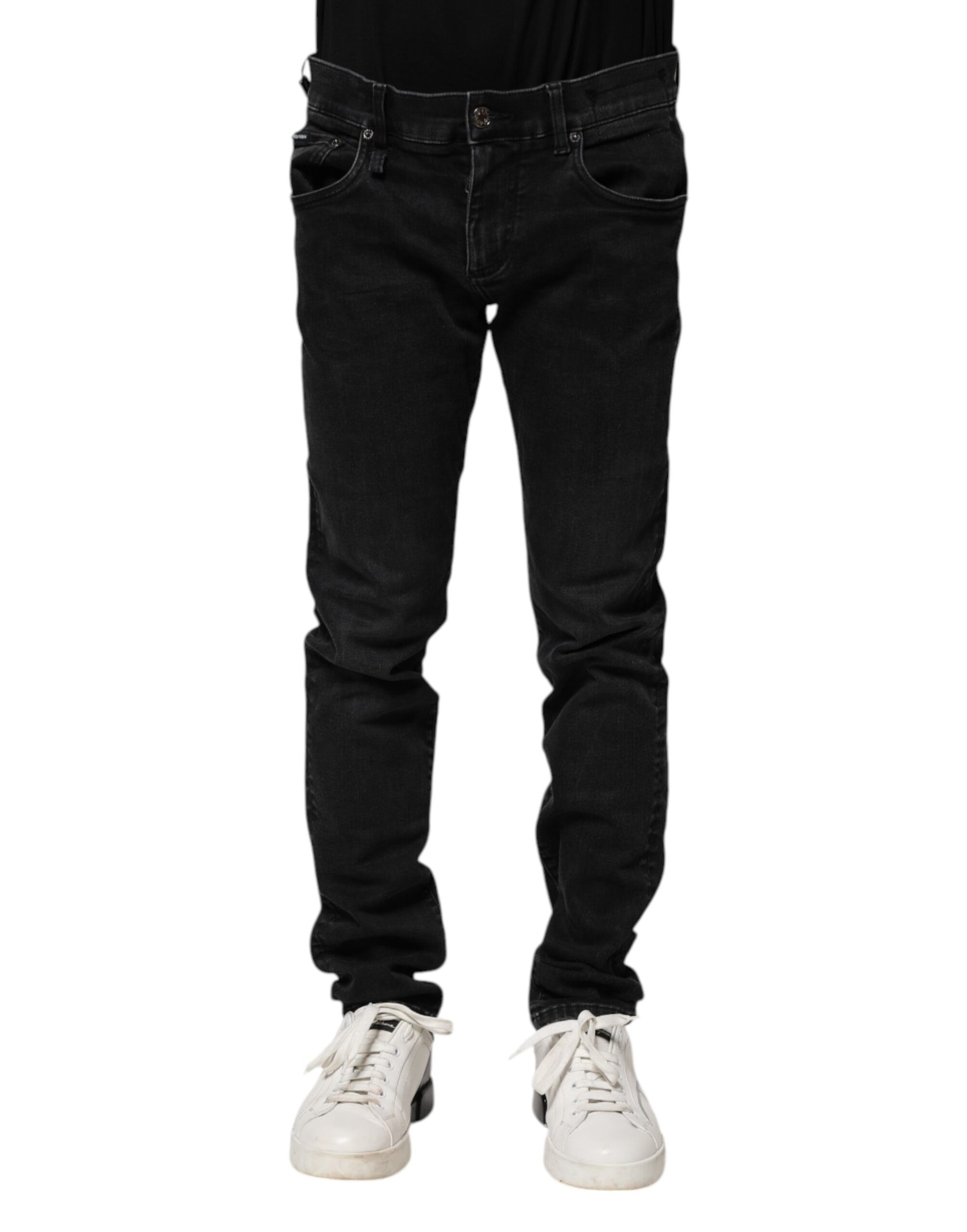 Dolce & Gabbana Black Cotton Skinny Men Denim Jeans | Regal Royce