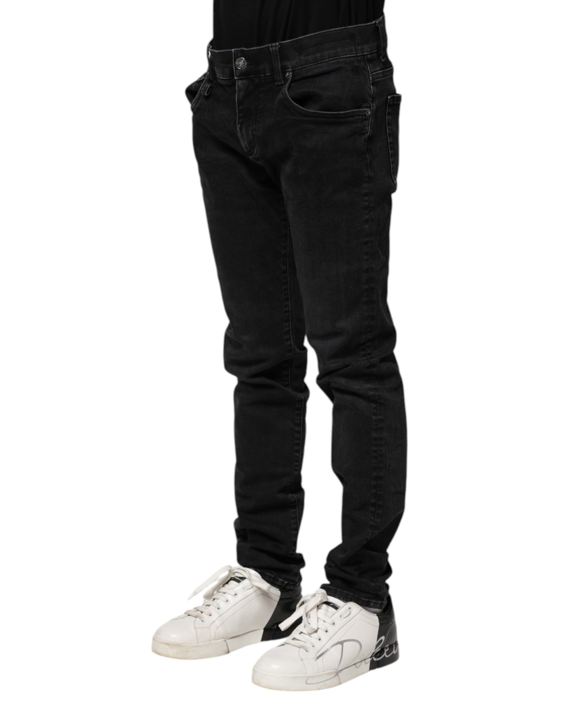 Dolce & Gabbana Black Cotton Skinny Men Denim Jeans | Regal Royce