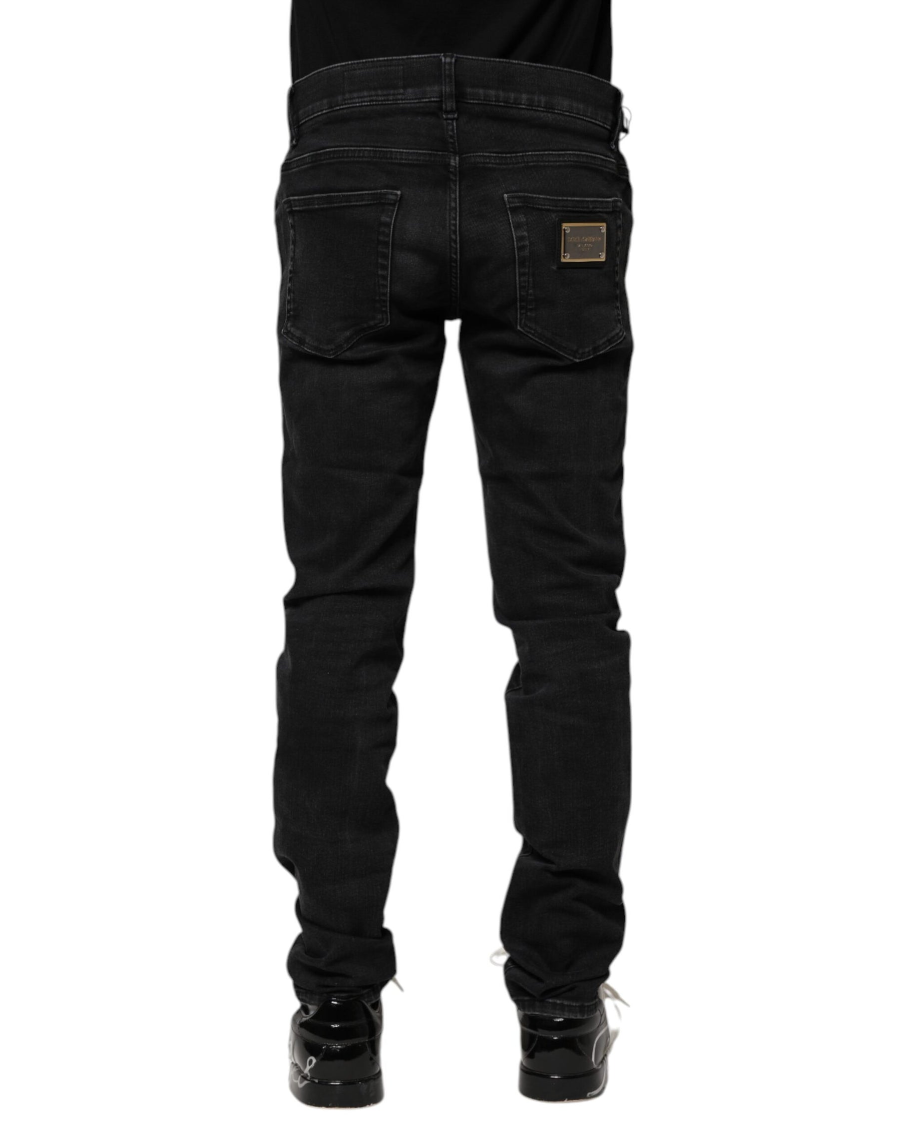 Dolce & Gabbana Black Cotton Skinny Men Denim Jeans | Regal Royce
