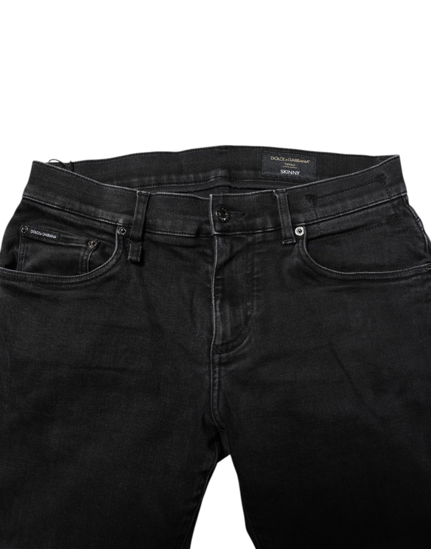 Dolce & Gabbana Black Cotton Skinny Men Denim Jeans | Regal Royce