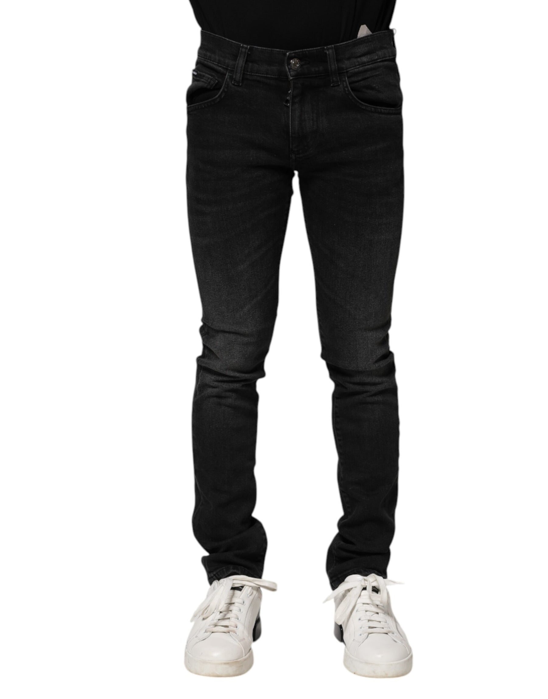 Dolce & Gabbana Black Cotton Skinny Men Denim Jeans | Regal Royce