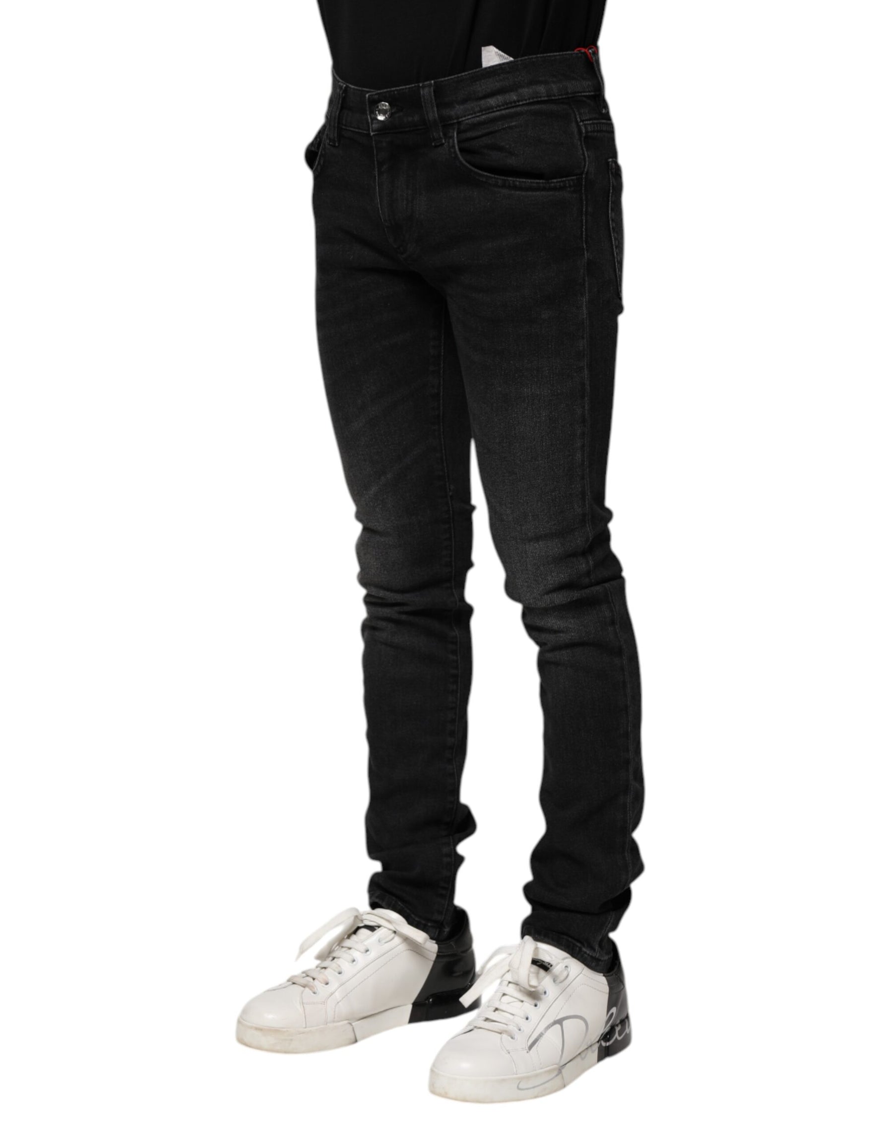 Dolce & Gabbana Black Cotton Skinny Men Denim Jeans | Regal Royce