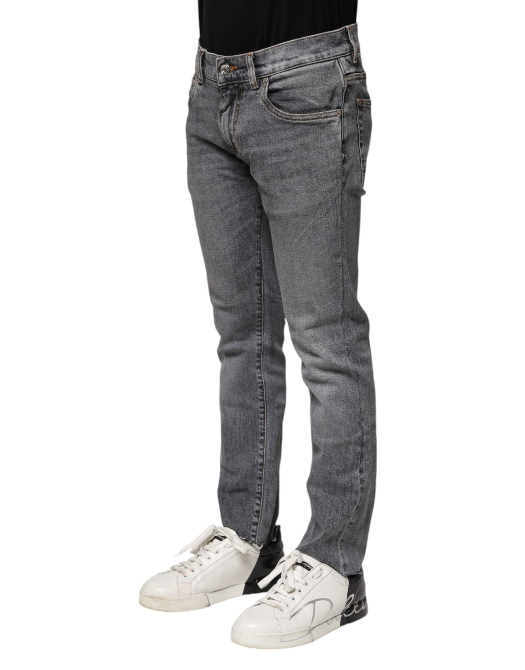 Dolce & Gabbana Gray Cotton Skinny Men Denim Jeans | Regal Royce