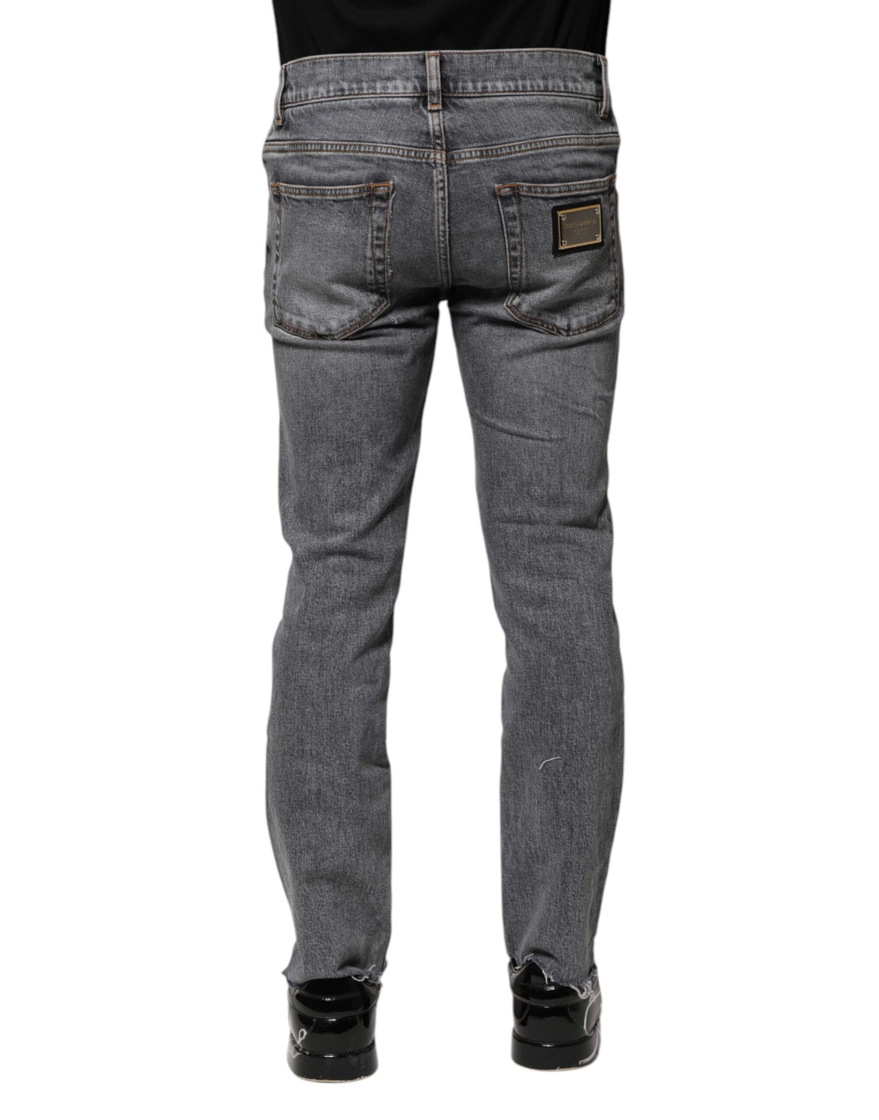 Dolce & Gabbana Gray Cotton Skinny Men Denim Jeans | Regal Royce