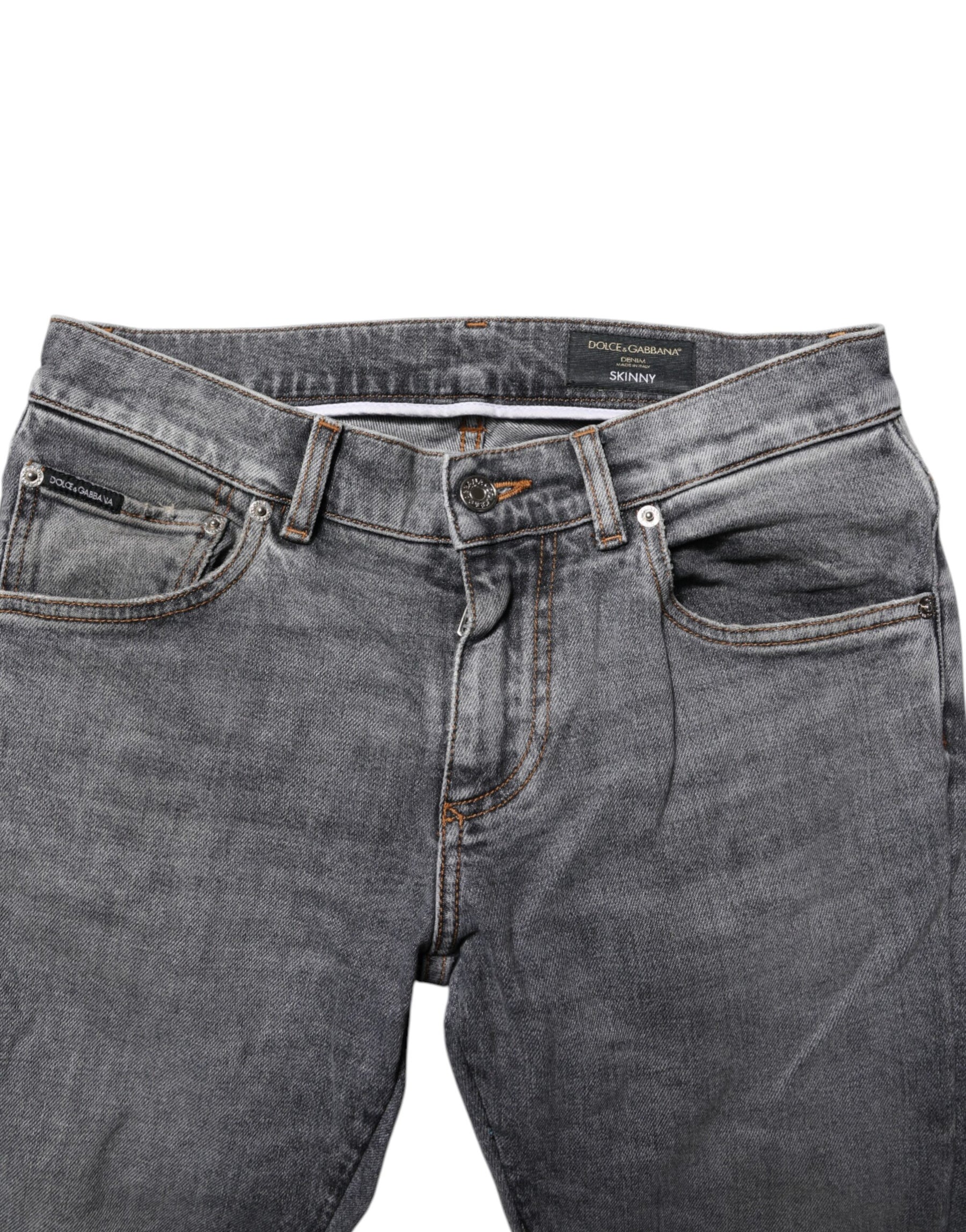 Dolce & Gabbana Gray Cotton Skinny Men Denim Jeans | Regal Royce