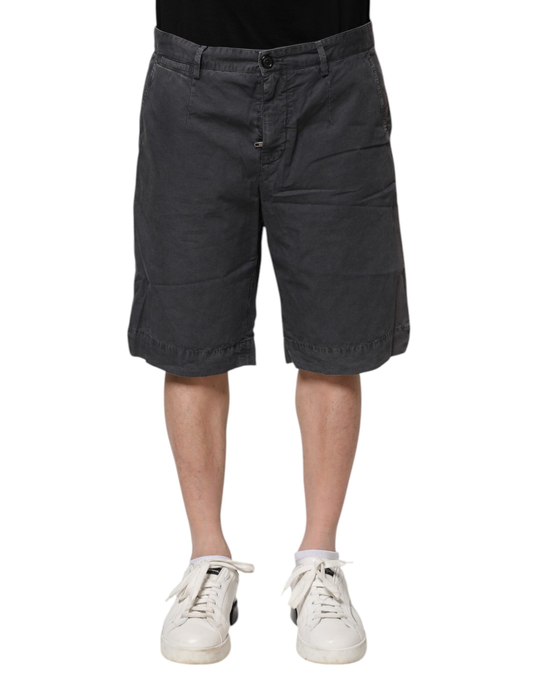 Dolce & Gabbana Dark Gray Cotton Stretch Denim Bermuda Shorts | Regal Royce
