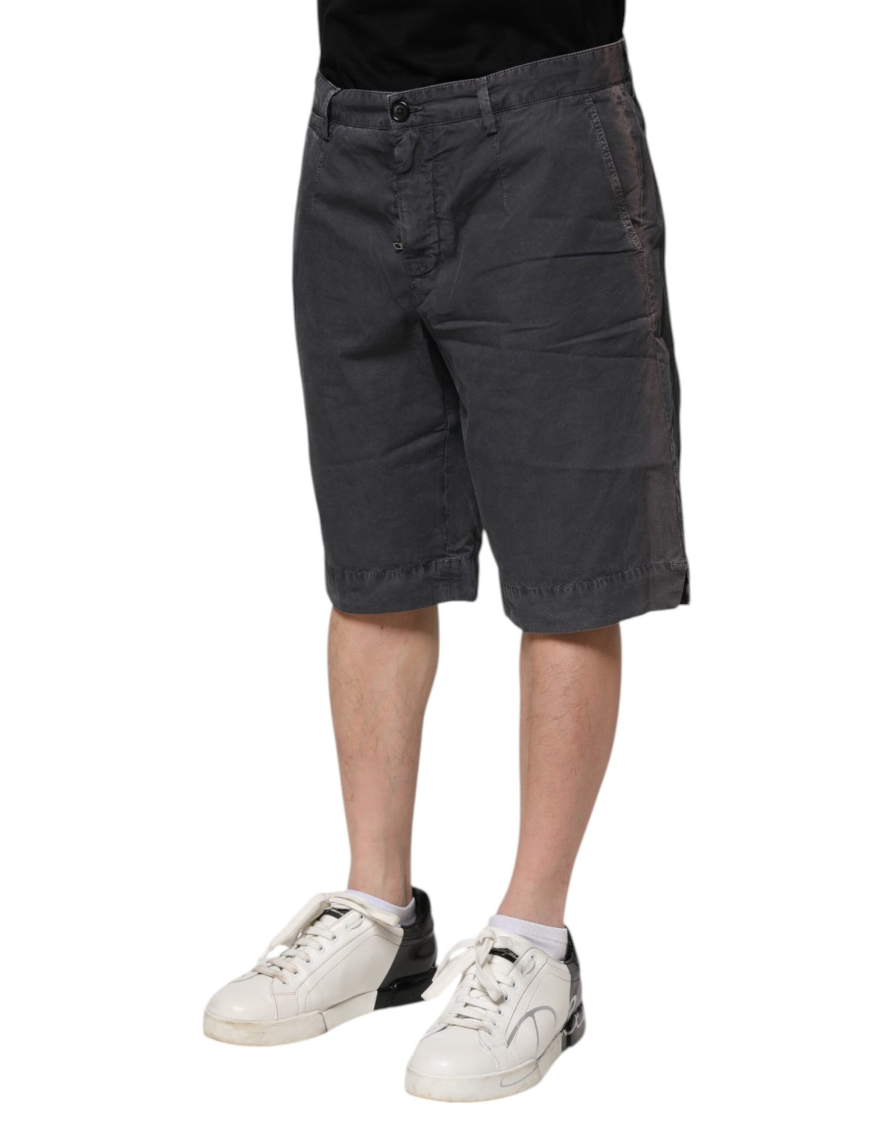 Dolce & Gabbana Dark Gray Cotton Stretch Denim Bermuda Shorts | Regal Royce