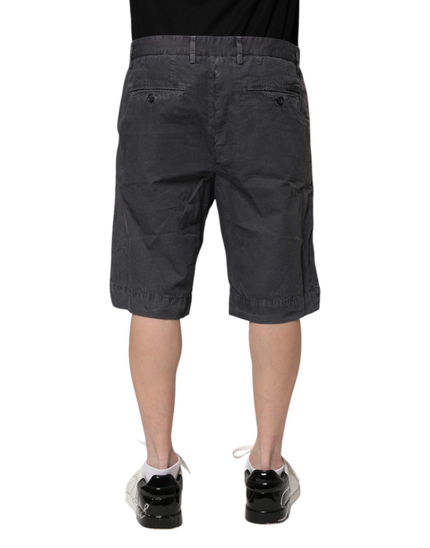 Dolce & Gabbana Dark Gray Cotton Stretch Denim Bermuda Shorts | Regal Royce