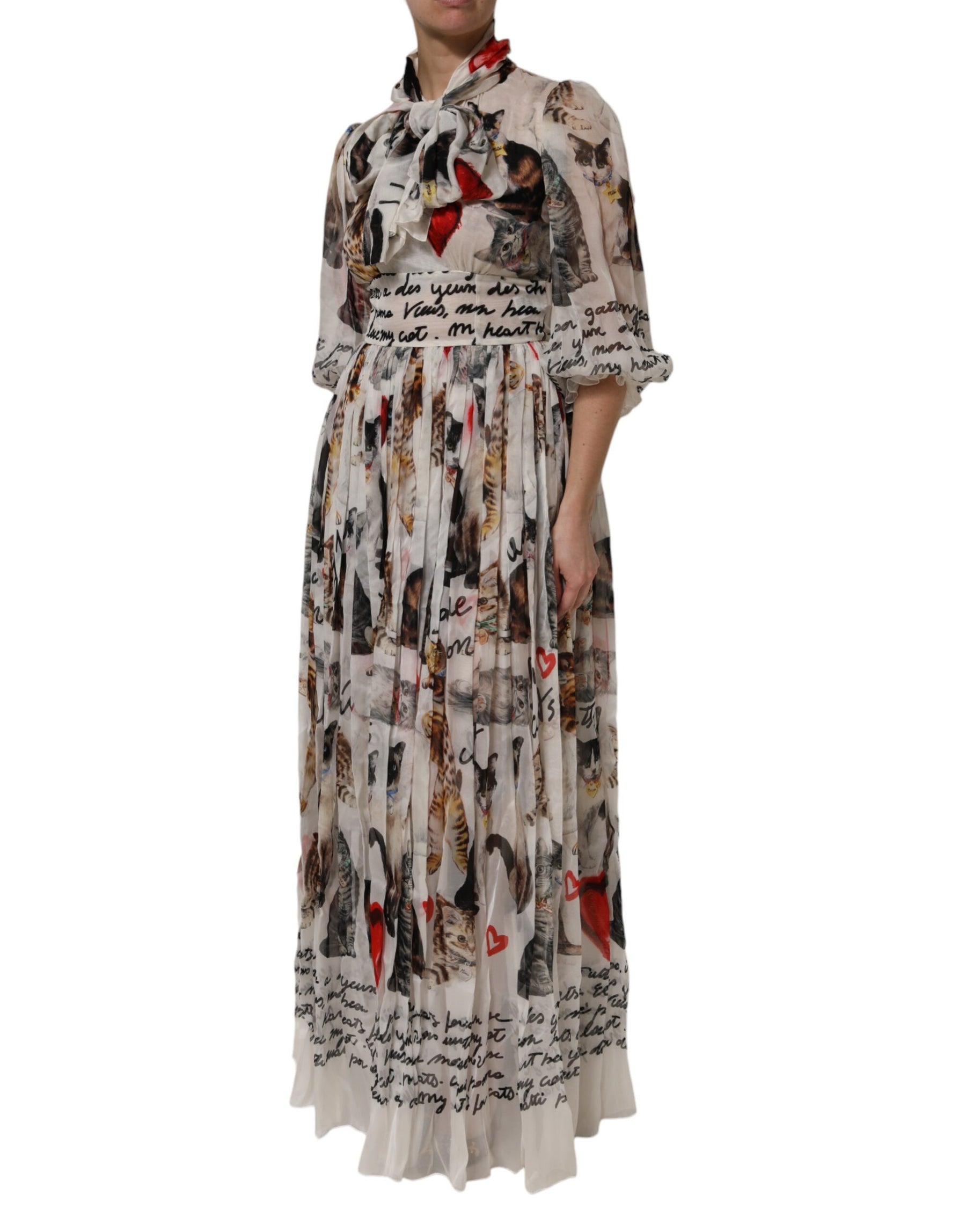 Dolce & Gabbana Multicolor Animal Print Silk Ascot Maxi Dress | Regal Royce