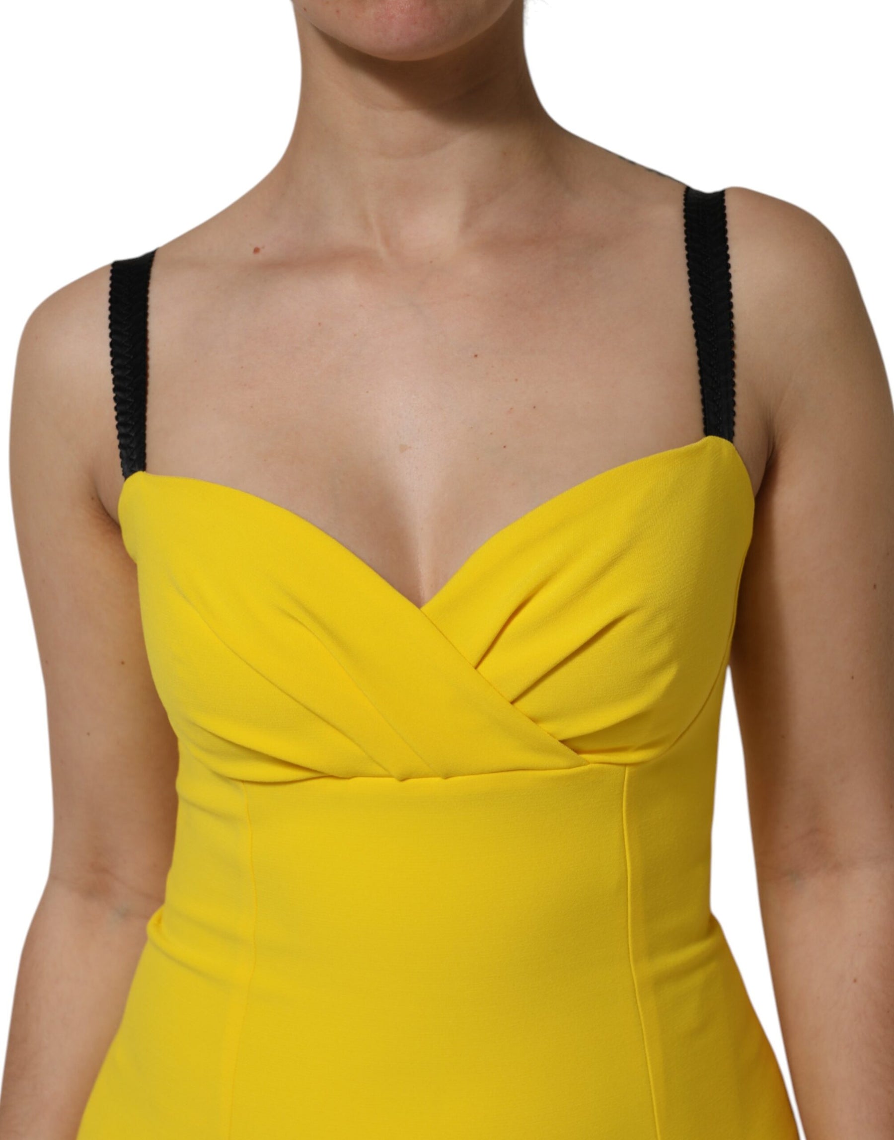 Dolce & Gabbana Yellow Polyester Sleeveless Sheath Midi Dress | Regal Royce