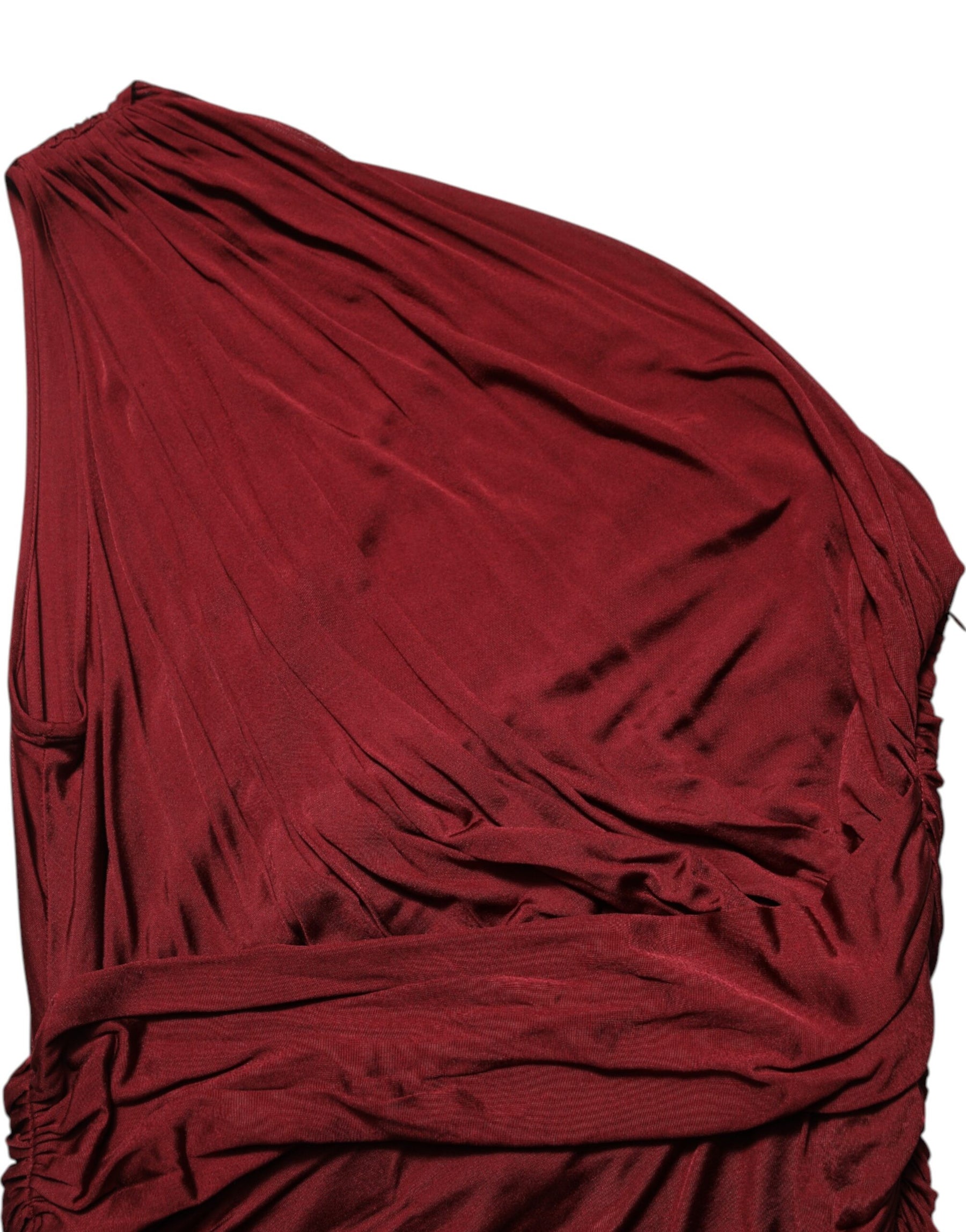 Dolce & Gabbana Red Viscose Fitted One Shoulder Midi Dress | Regal Royce