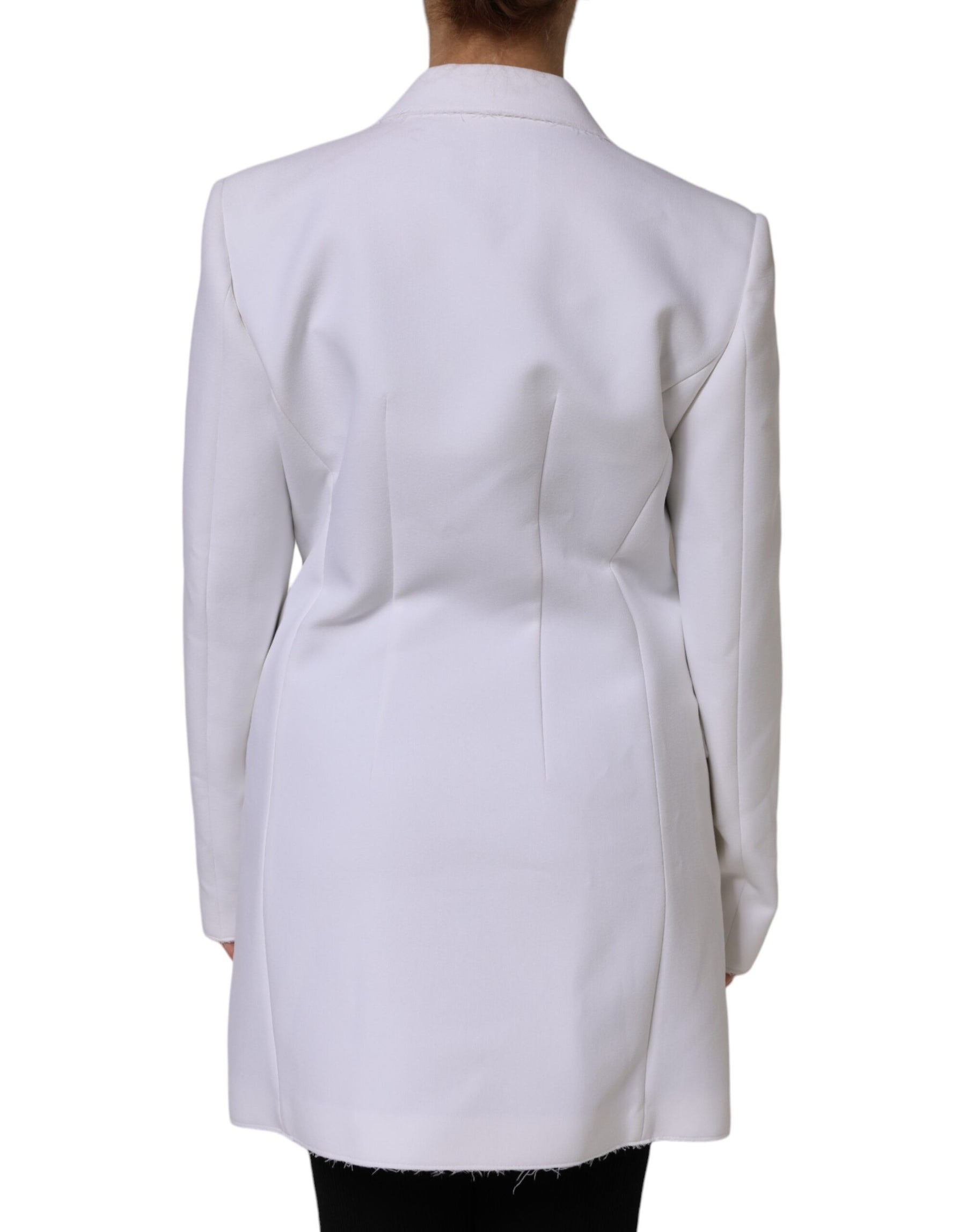 MSGM White Polyester Long Sleeves Ruffled Wrap Jacket | Regal Royce