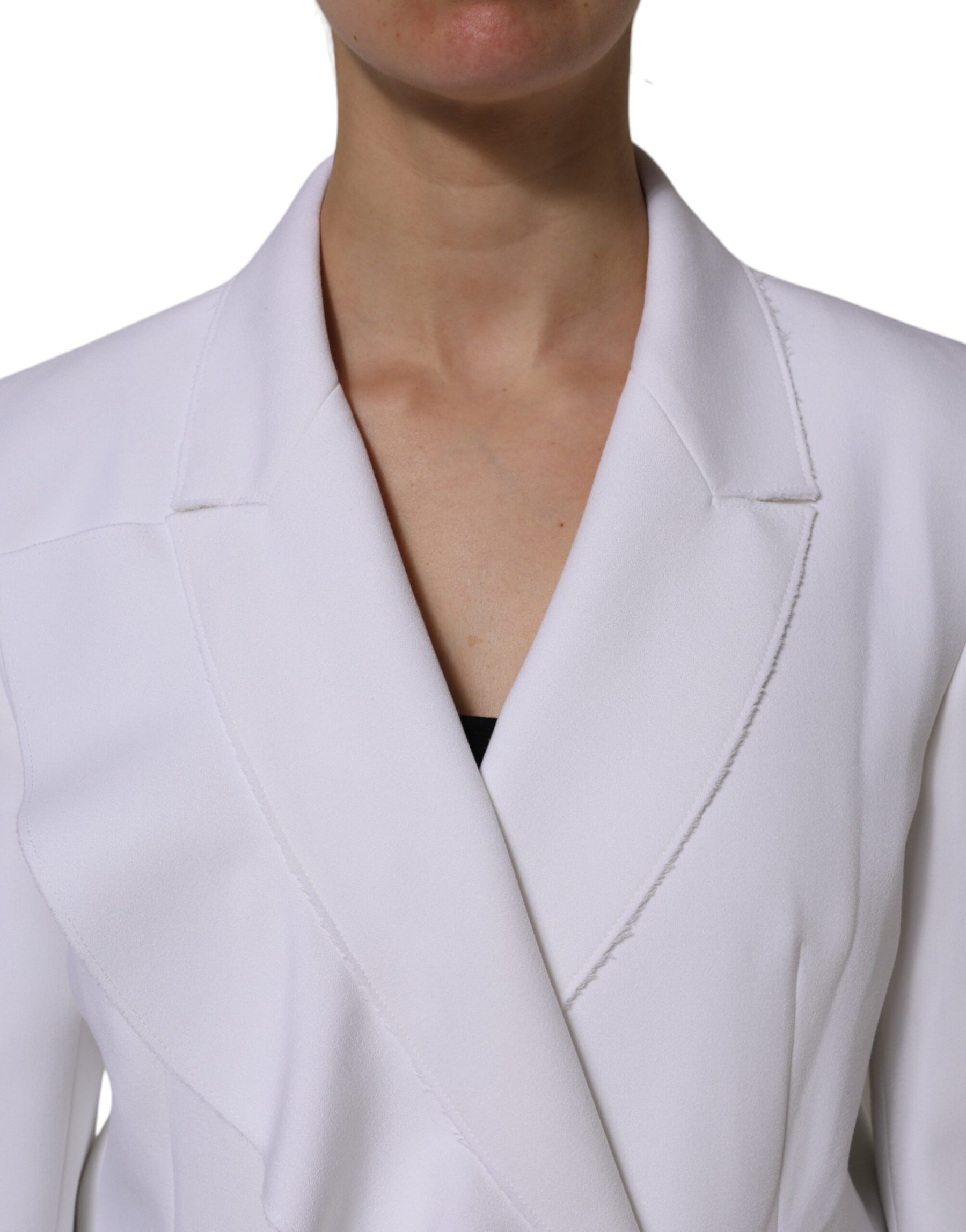 MSGM White Polyester Long Sleeves Ruffled Wrap Jacket | Regal Royce