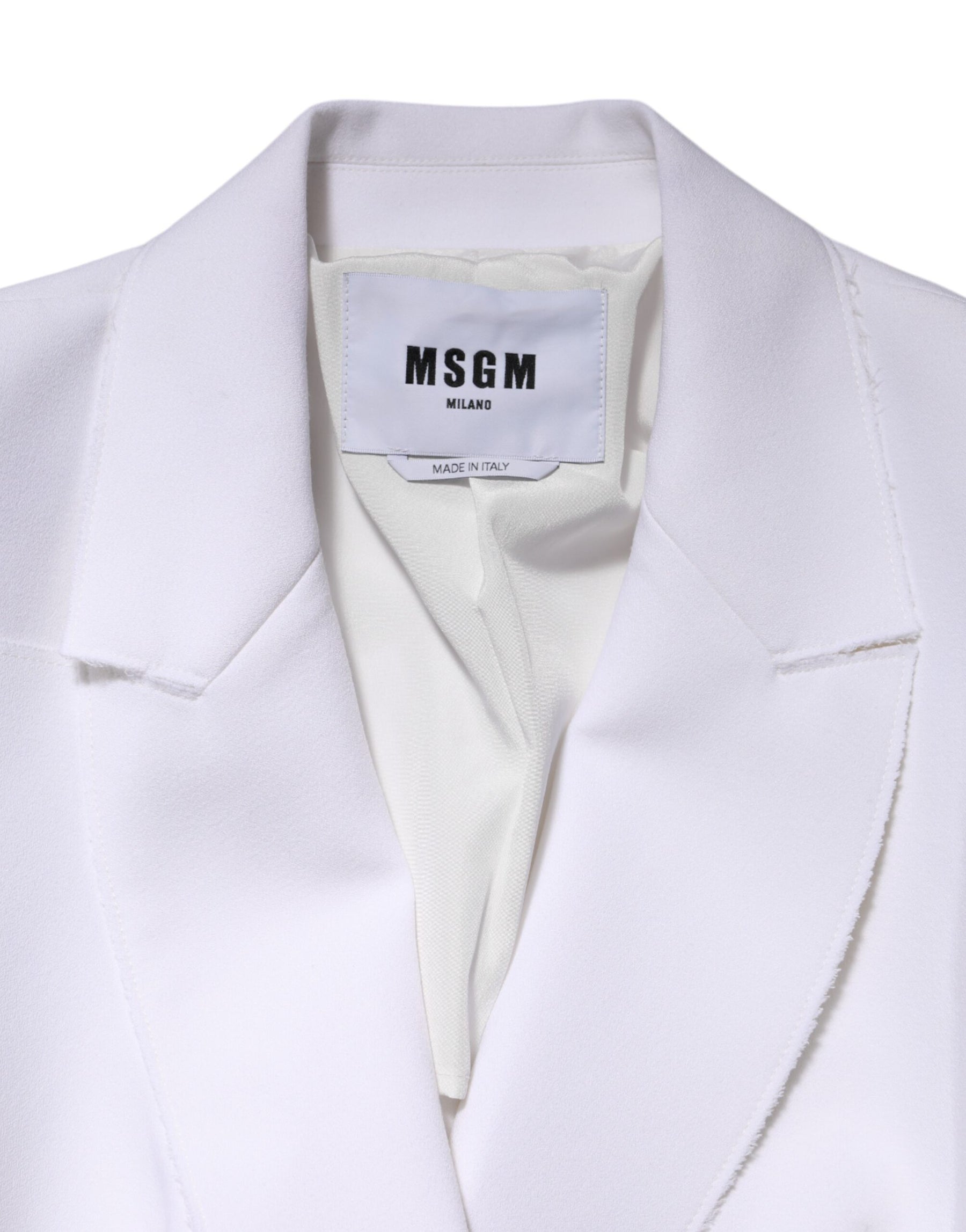 MSGM White Polyester Long Sleeves Ruffled Wrap Jacket | Regal Royce