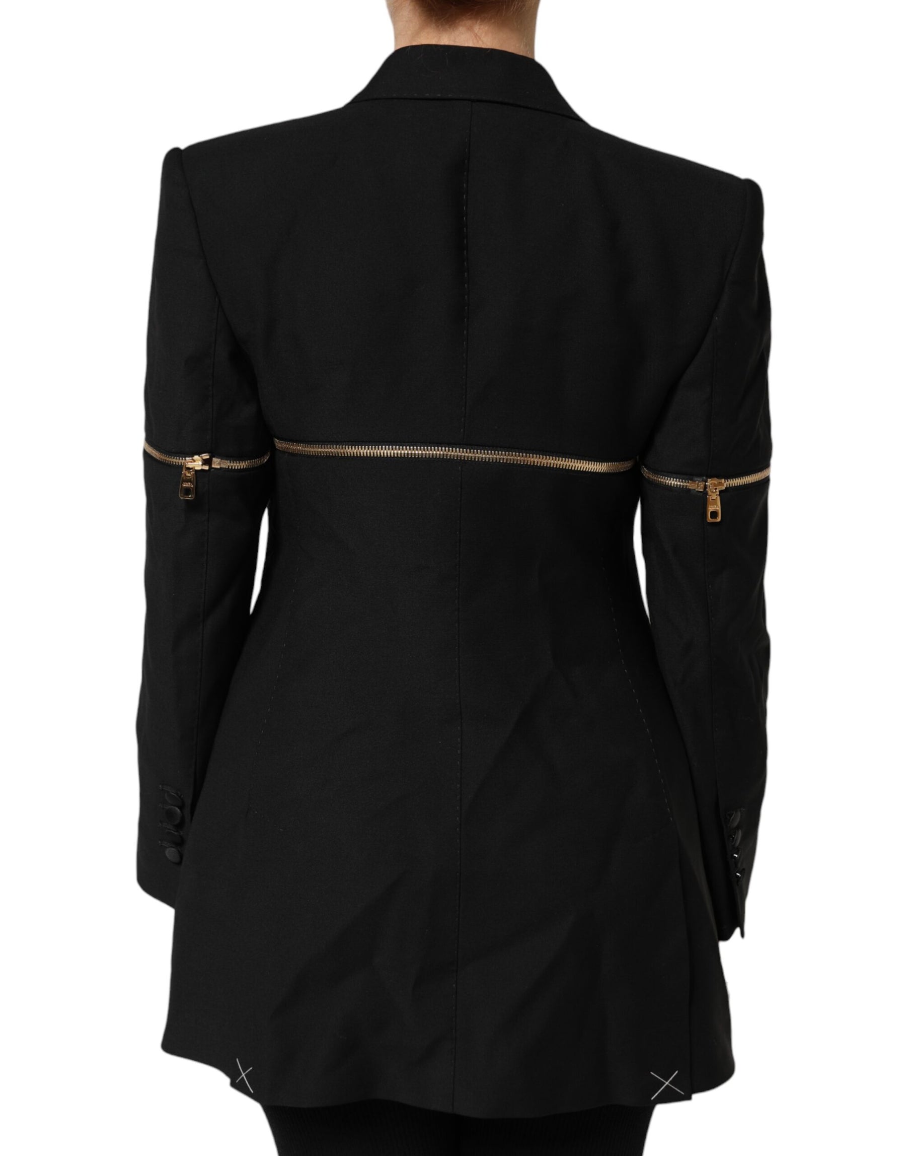 Dolce & Gabbana Black Wool Zipper Detailing Blazer Jacket | Regal Royce