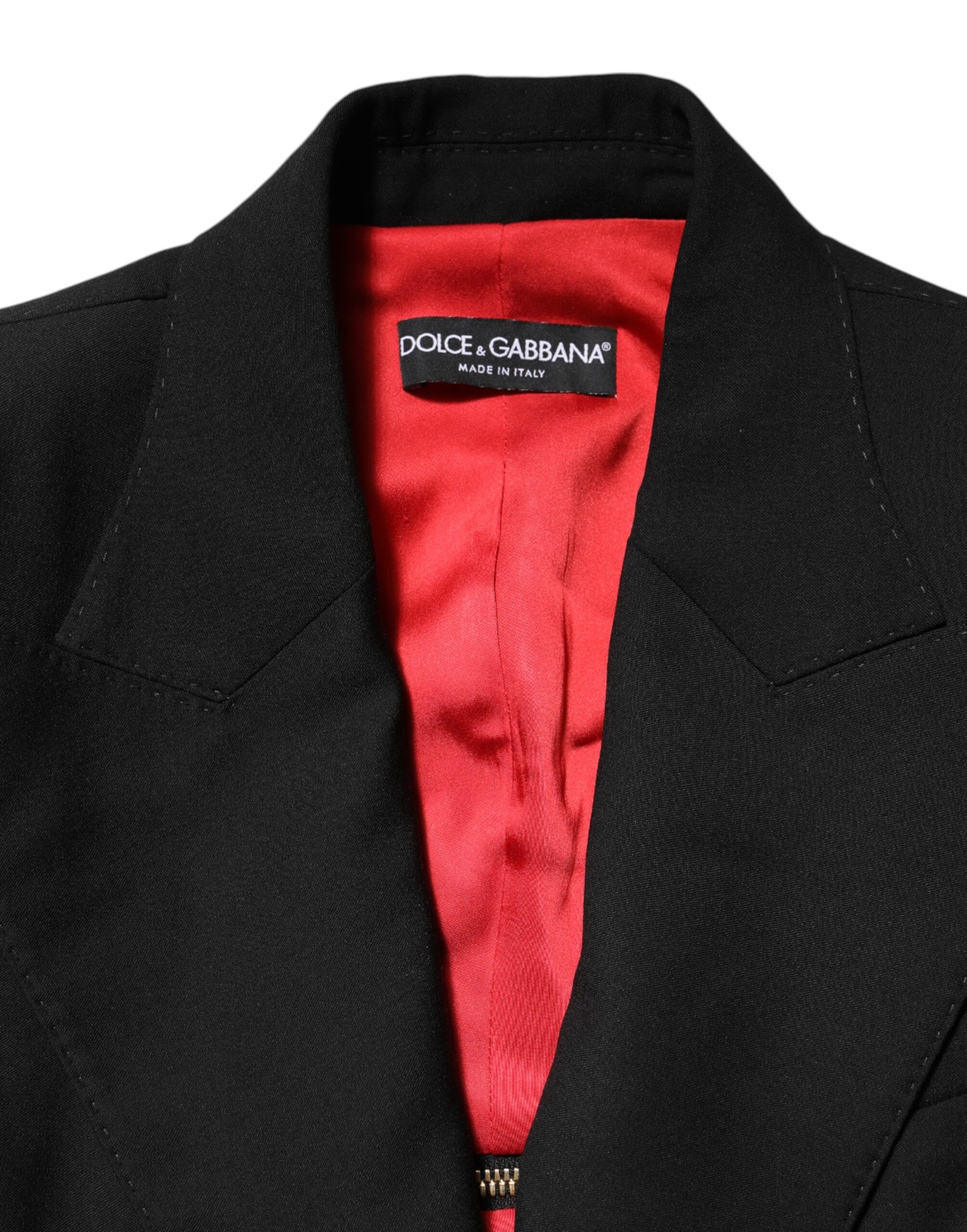 Dolce & Gabbana Black Wool Zipper Detailing Blazer Jacket | Regal Royce