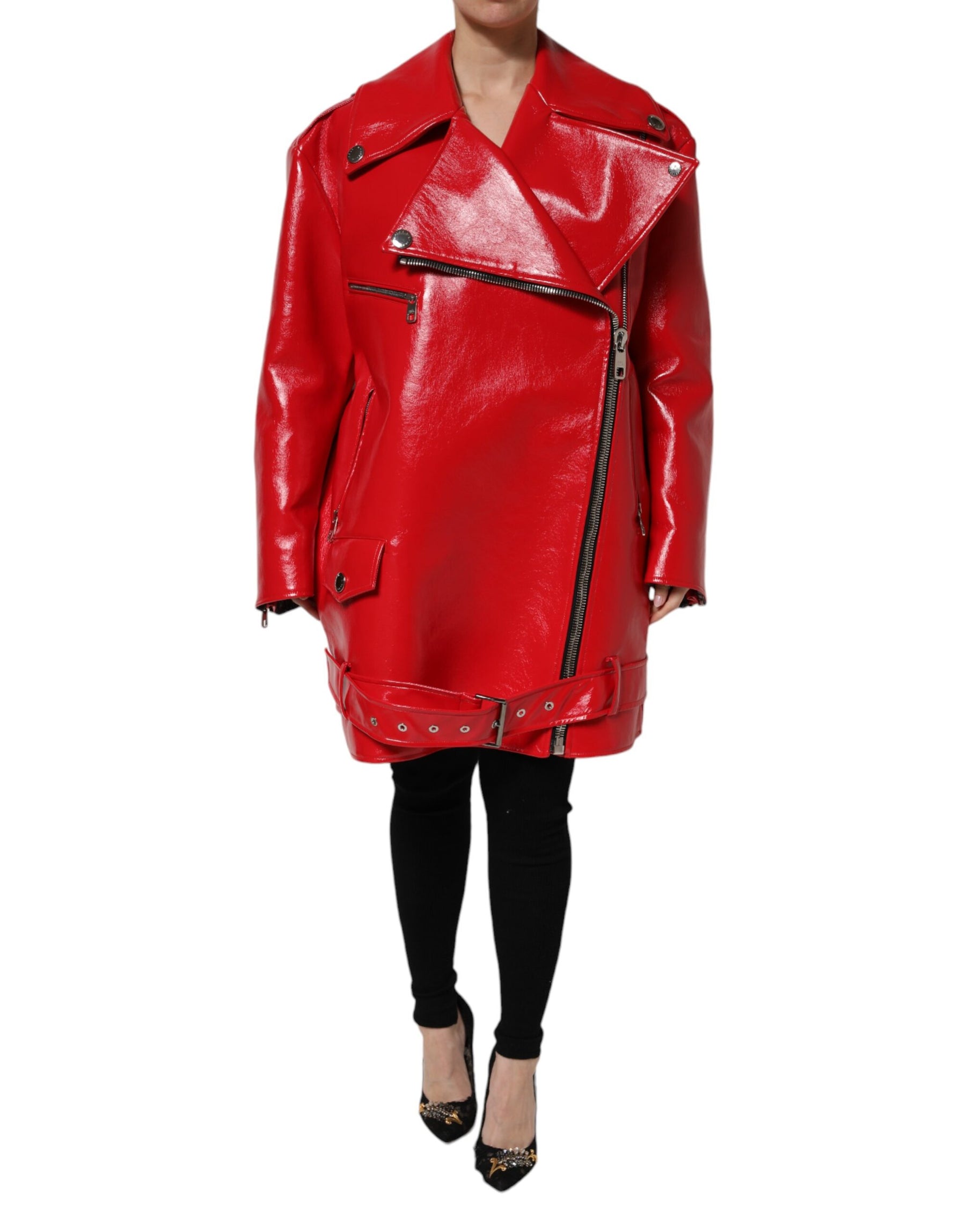 Dolce & Gabbana Red Lambskin Full Zipper Jacket | Regal Royce