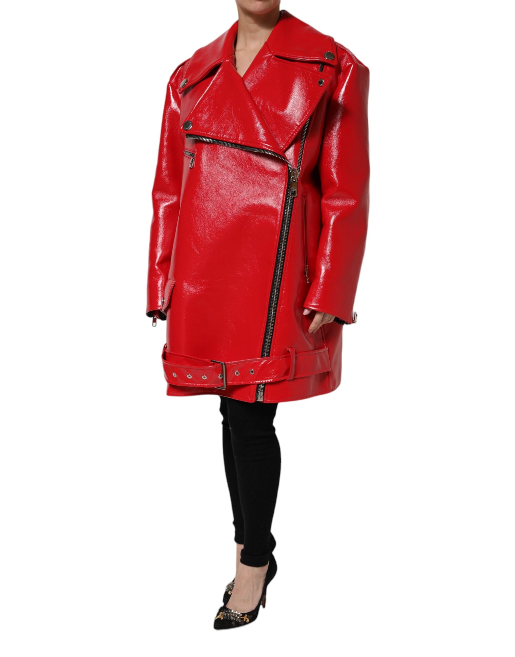 Dolce & Gabbana Red Lambskin Full Zipper Jacket | Regal Royce
