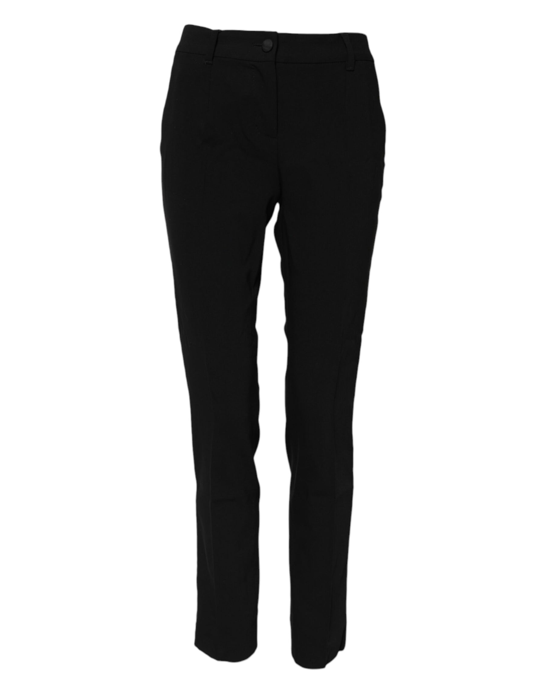 Dolce & Gabbana Black Wool Mid Waisted Tapered Dress Pants | Regal Royce